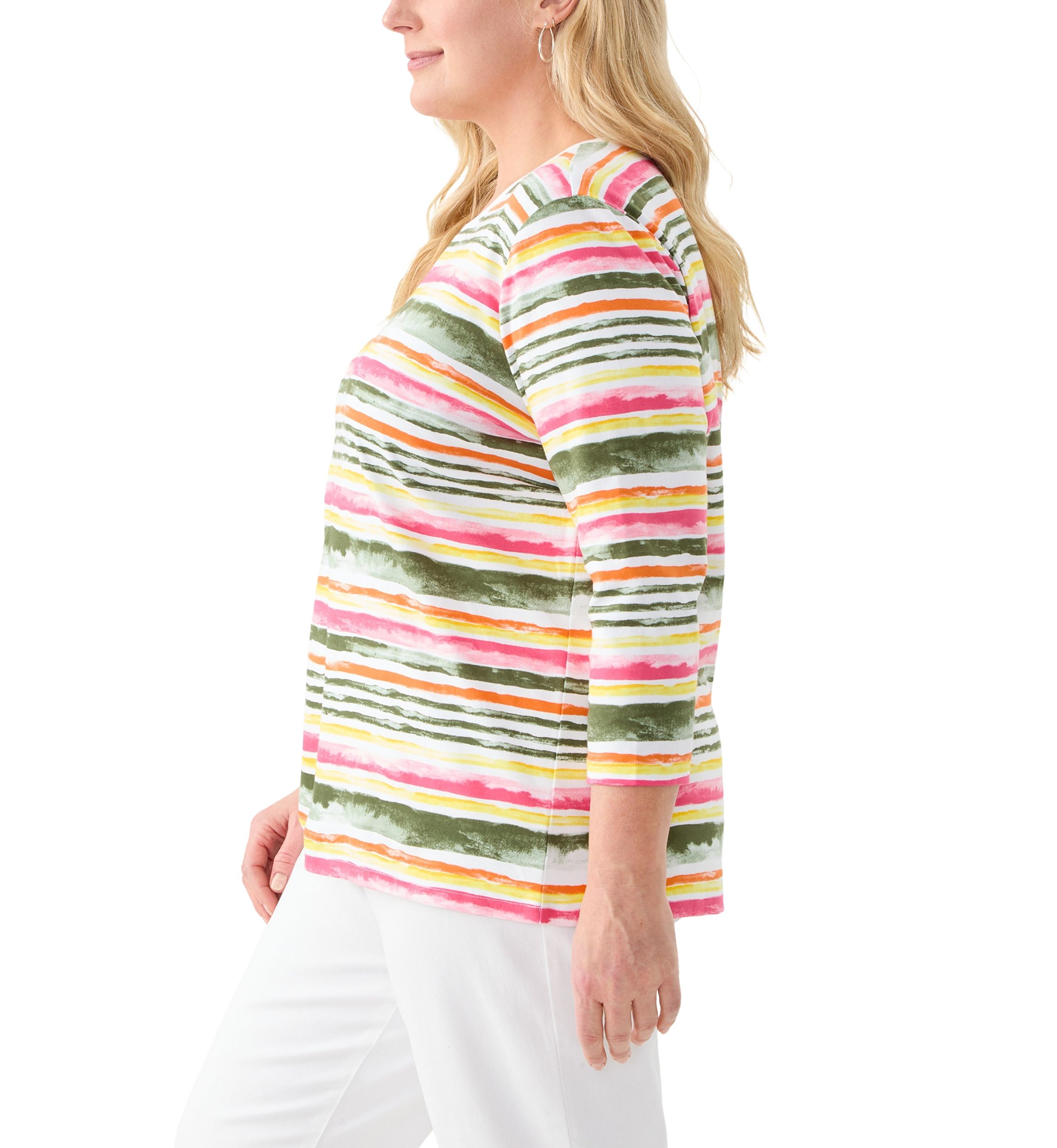 Plus Size 3/4 Sleeve Printed Shirt 