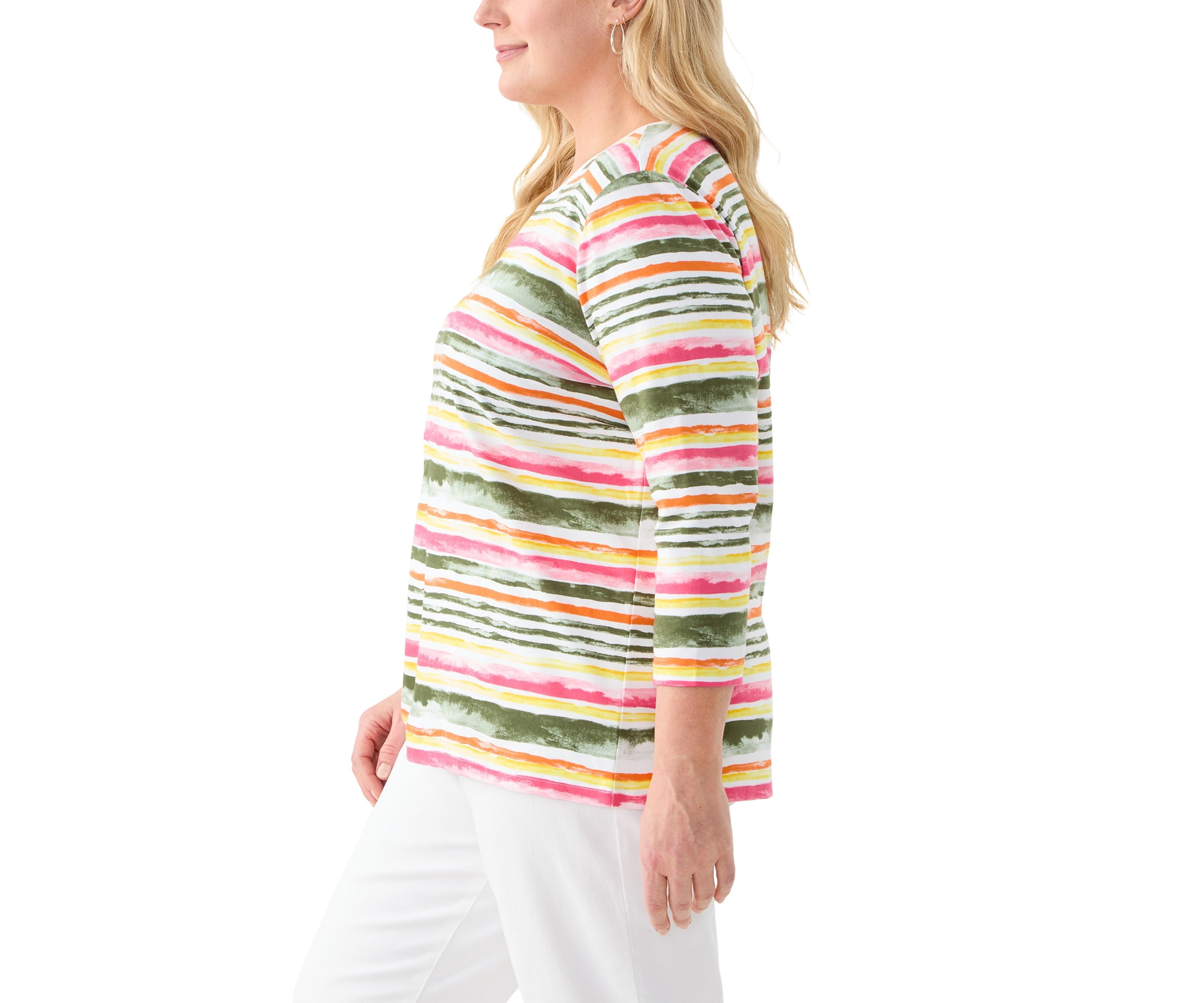 Plus Size 3/4 Sleeve Printed Shirt 