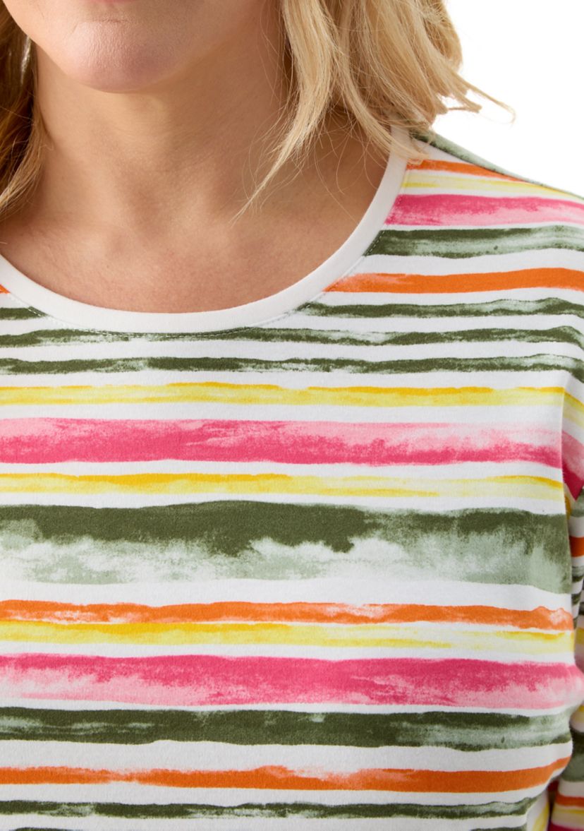 Plus Size 3/4 Sleeve Printed Shirt 