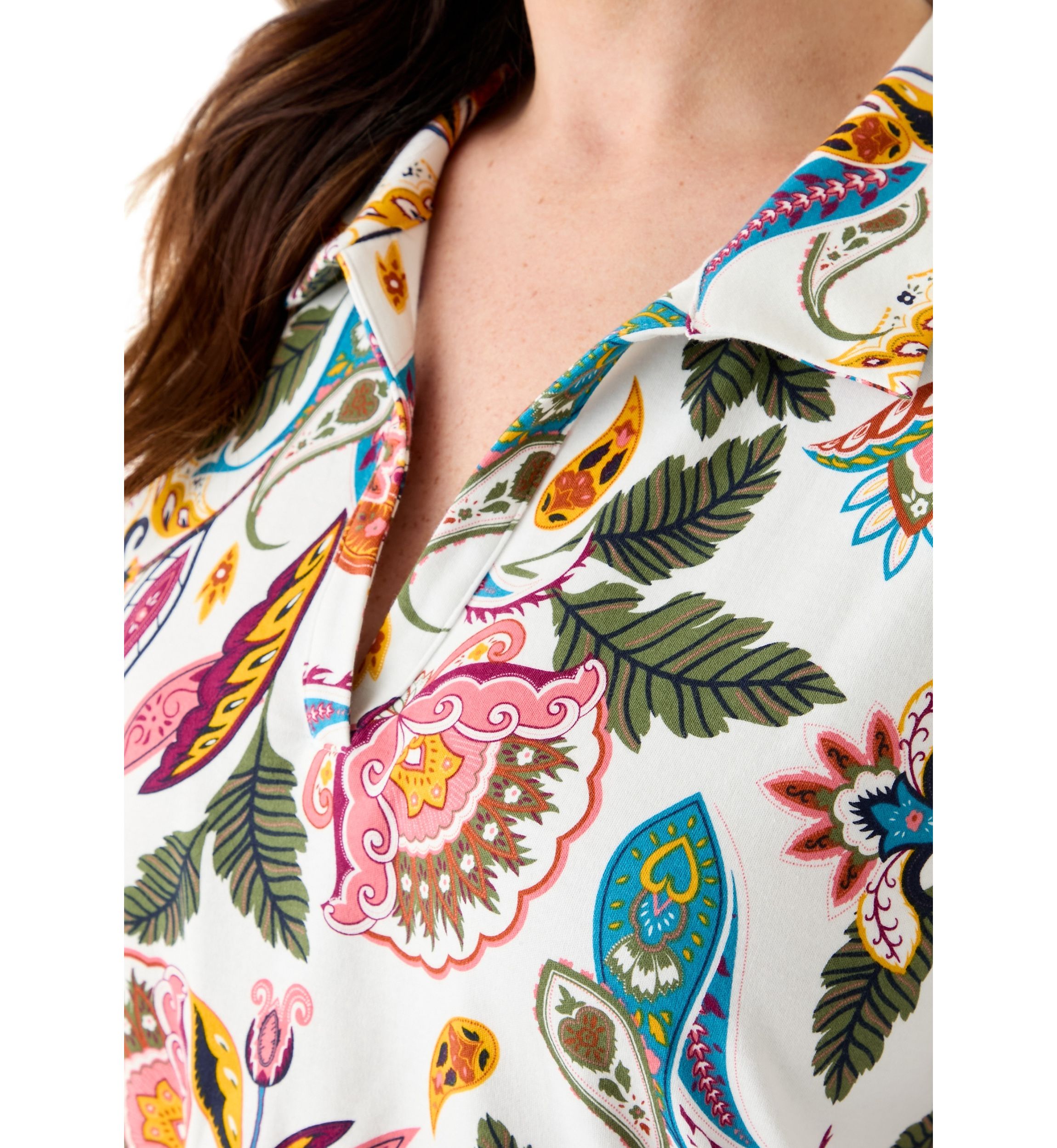 Plus Size Three-Quarter Sleeve Tunic Printed Shirt