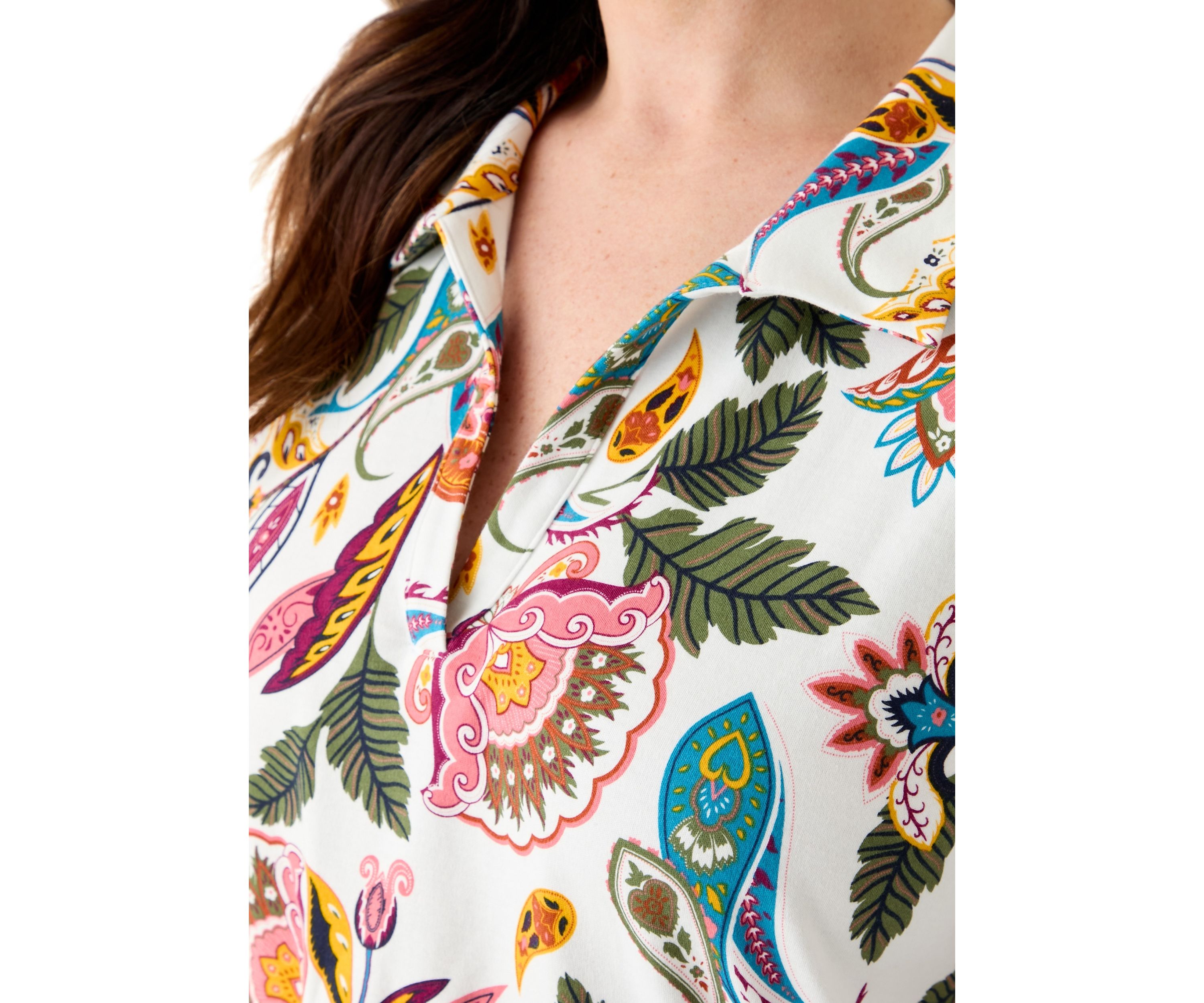 Plus Size Three-Quarter Sleeve Tunic Printed Shirt