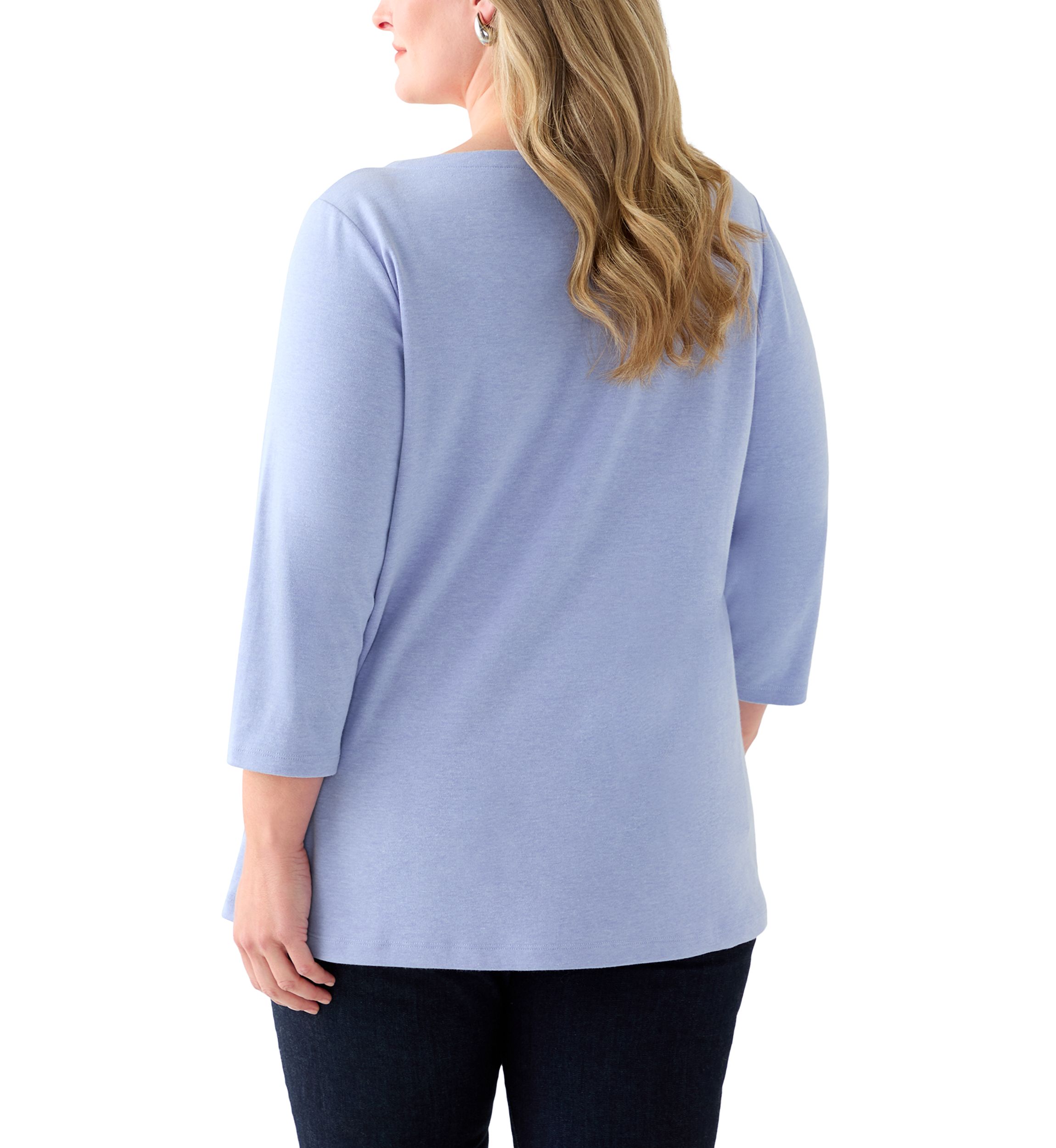 Plus Size 3/4 Sleeve Split Neck Top 
