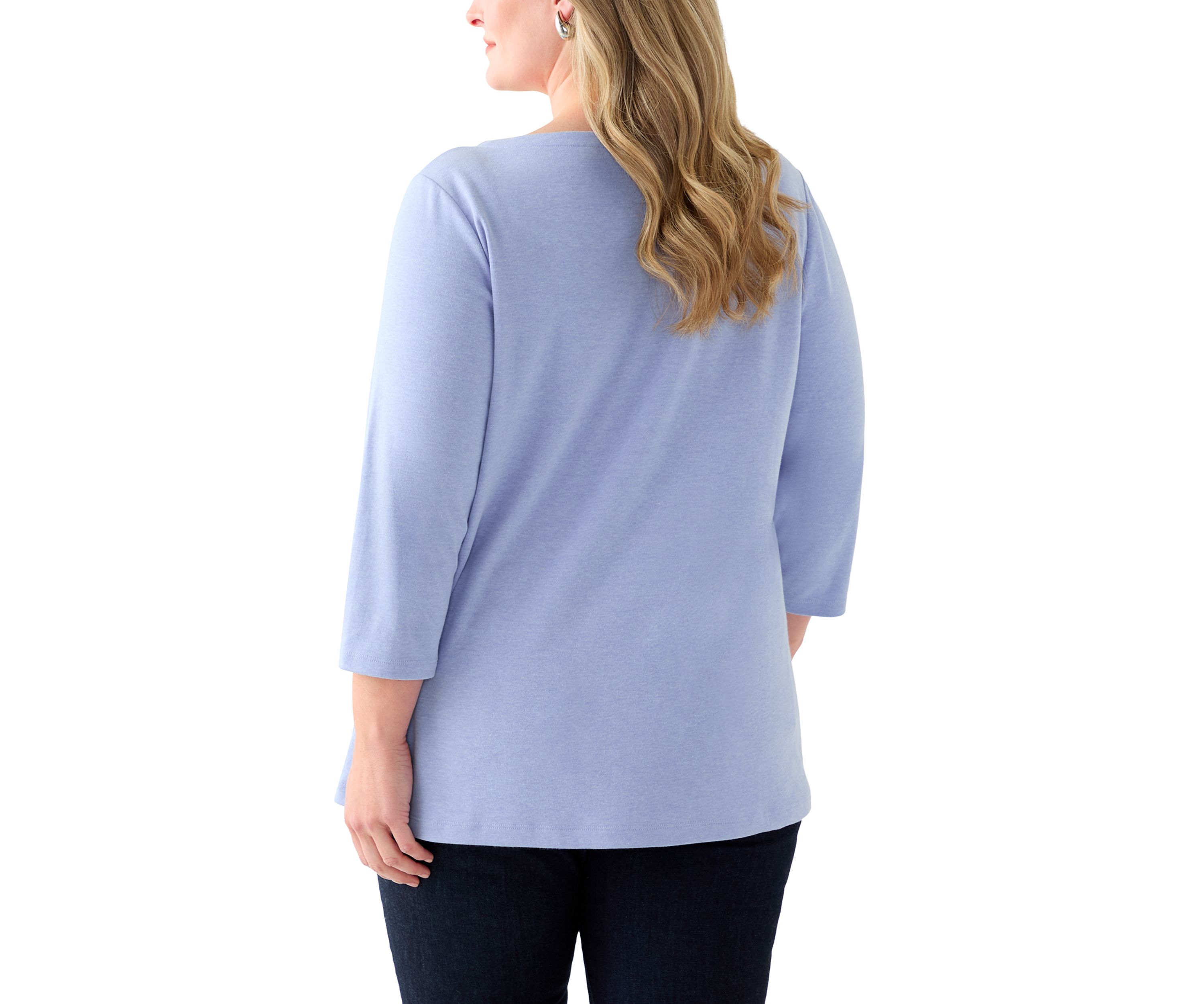 Plus Size 3/4 Sleeve Split Neck Top 