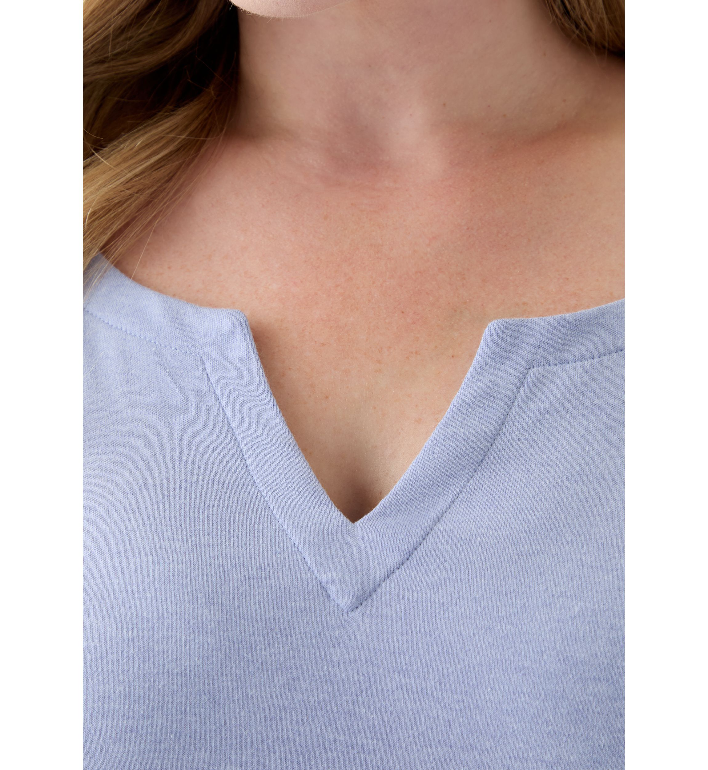 Plus Size 3/4 Sleeve Split Neck Top 