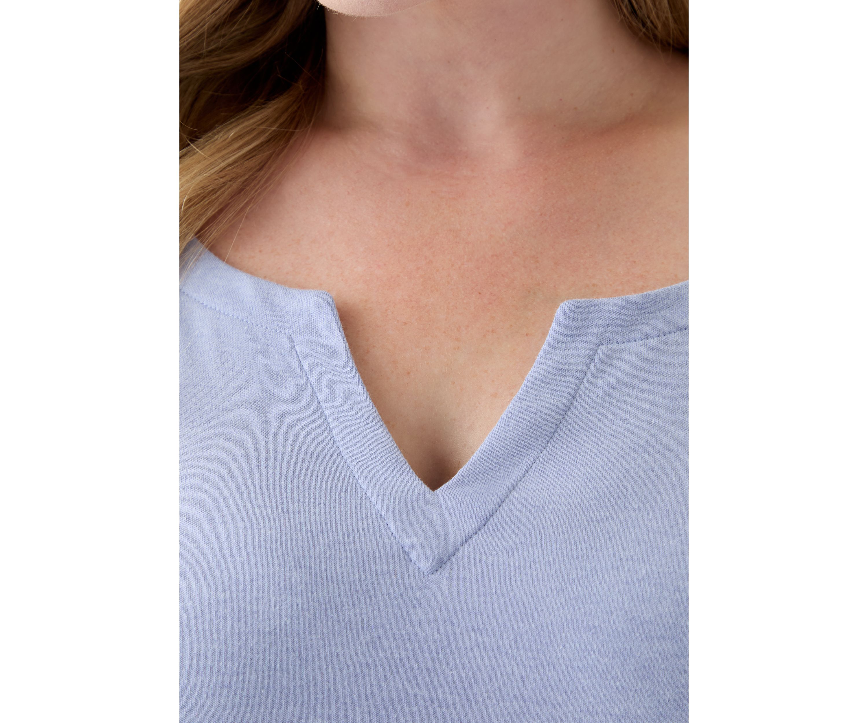 Plus Size 3/4 Sleeve Split Neck Top 