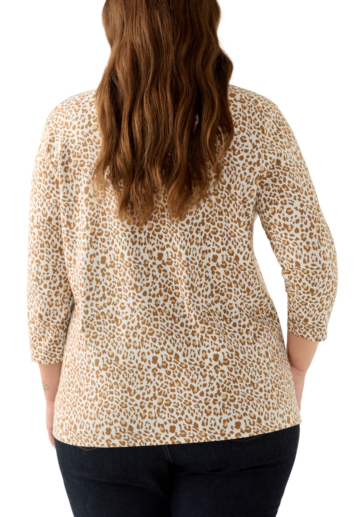 Plus Size Three Quarter Neck Detail Shirt