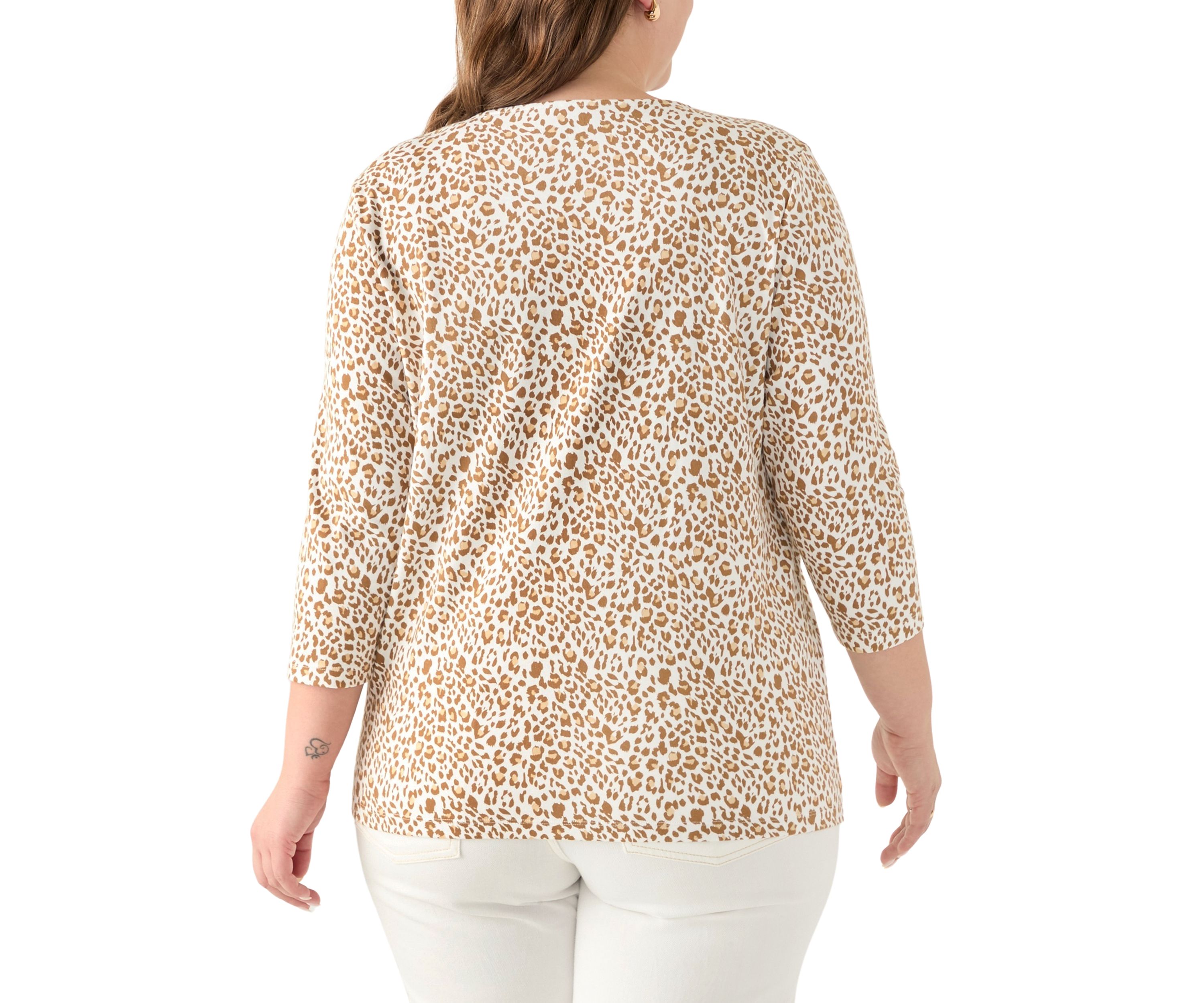 Plus Size Three Quarter Neck Detail Shirt