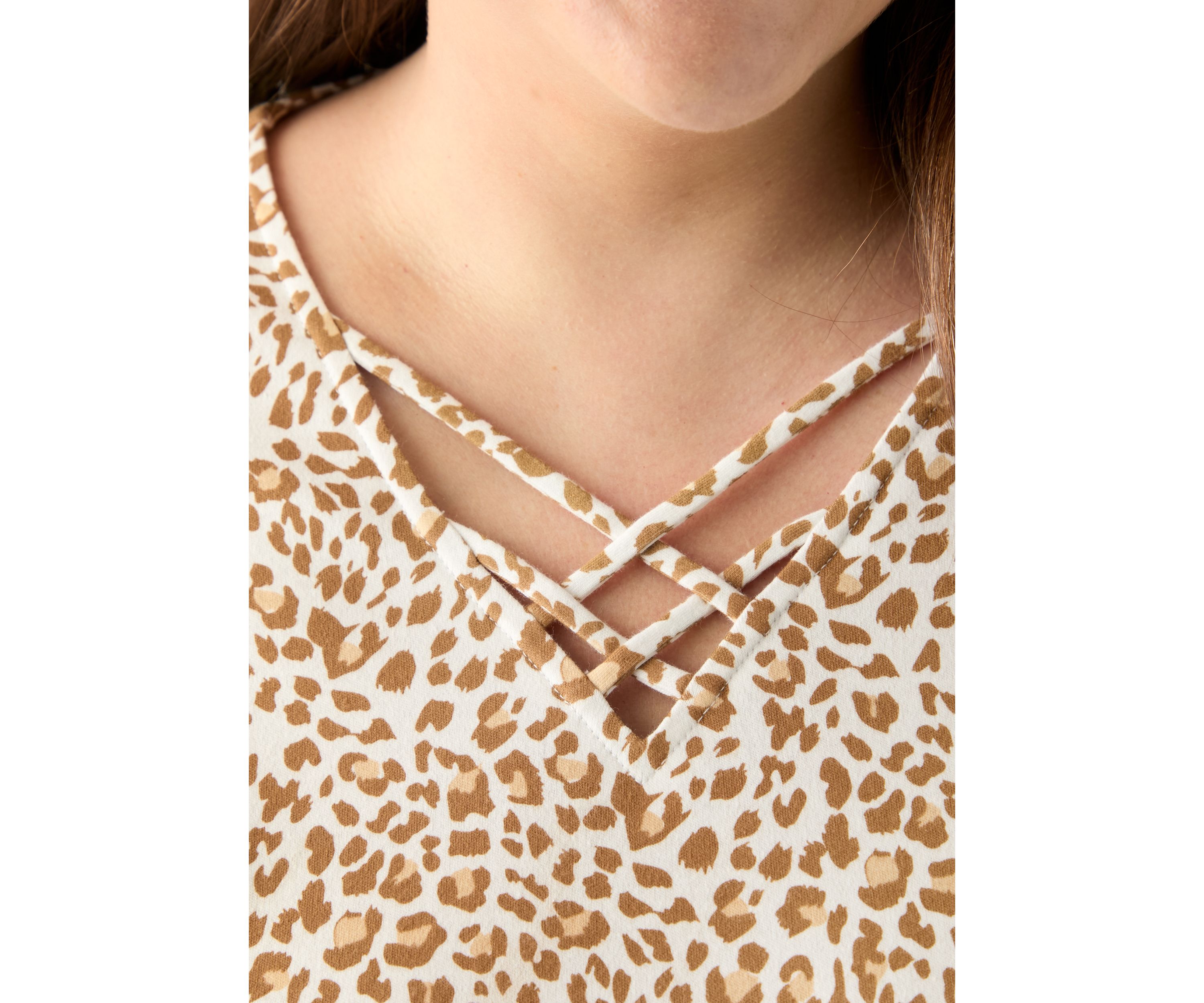 Plus Size Three Quarter Neck Detail Shirt