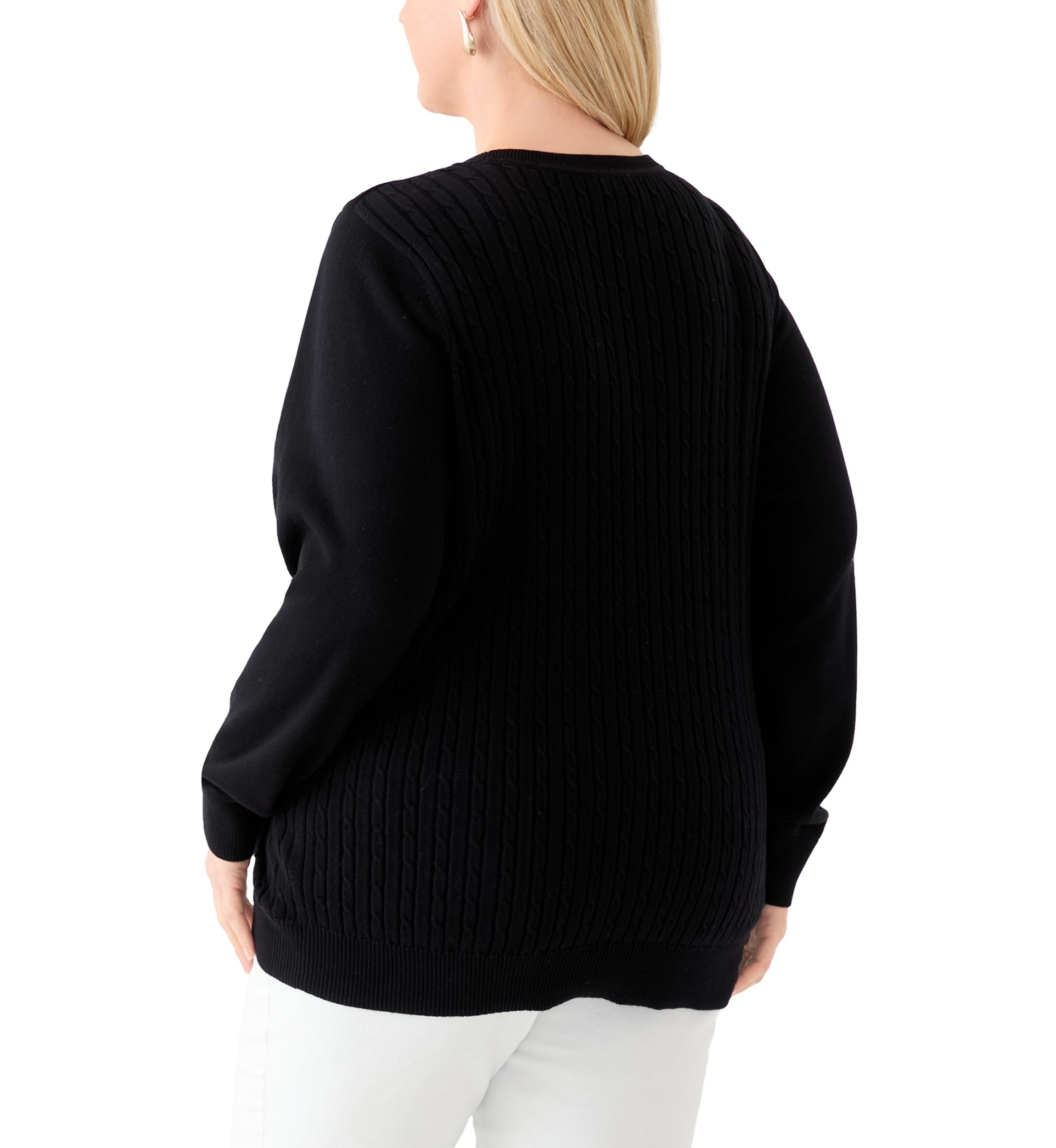 Plus Size Cable Knit Crew Neck Sweater