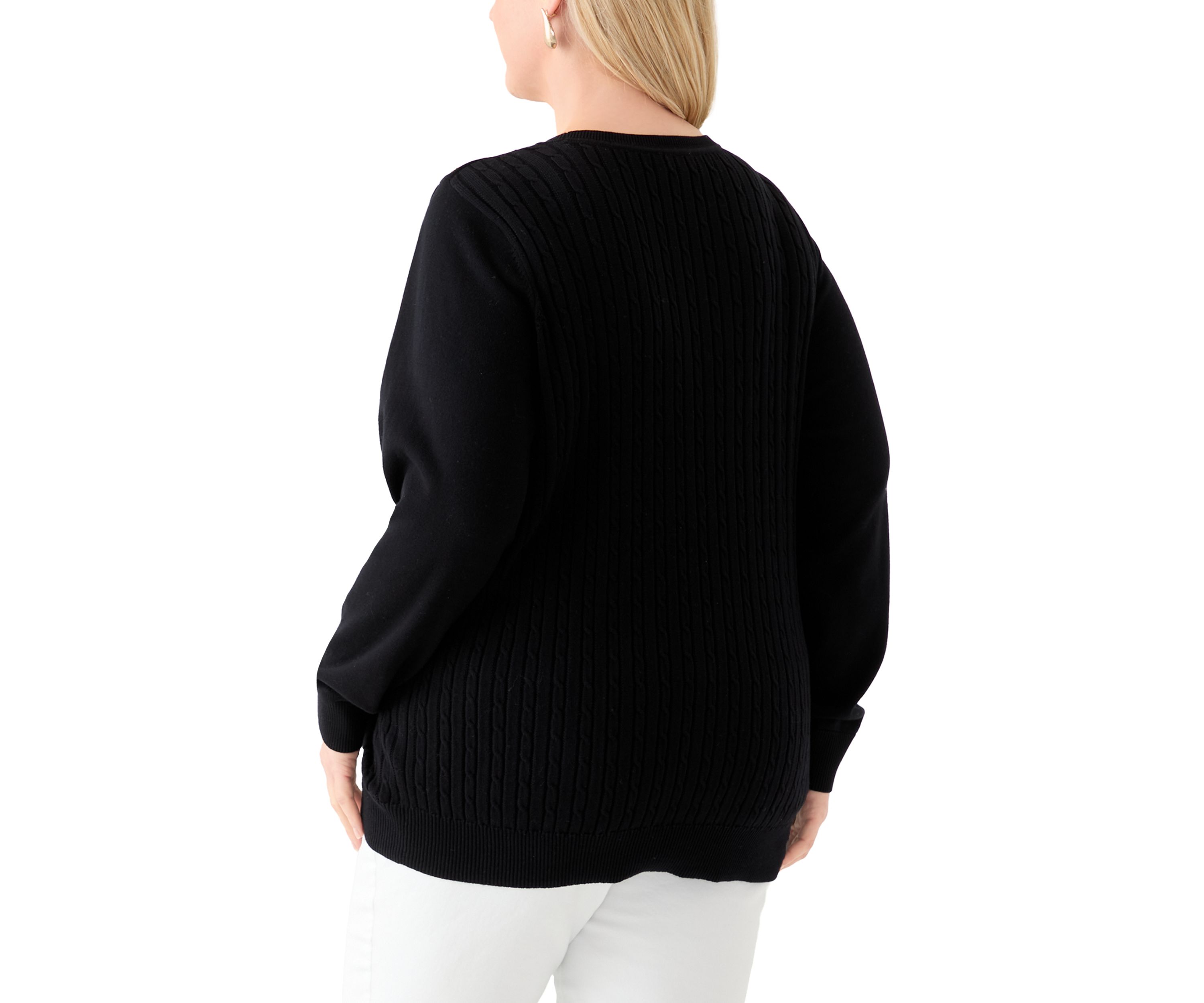 Plus Size Cable Knit Crew Neck Sweater