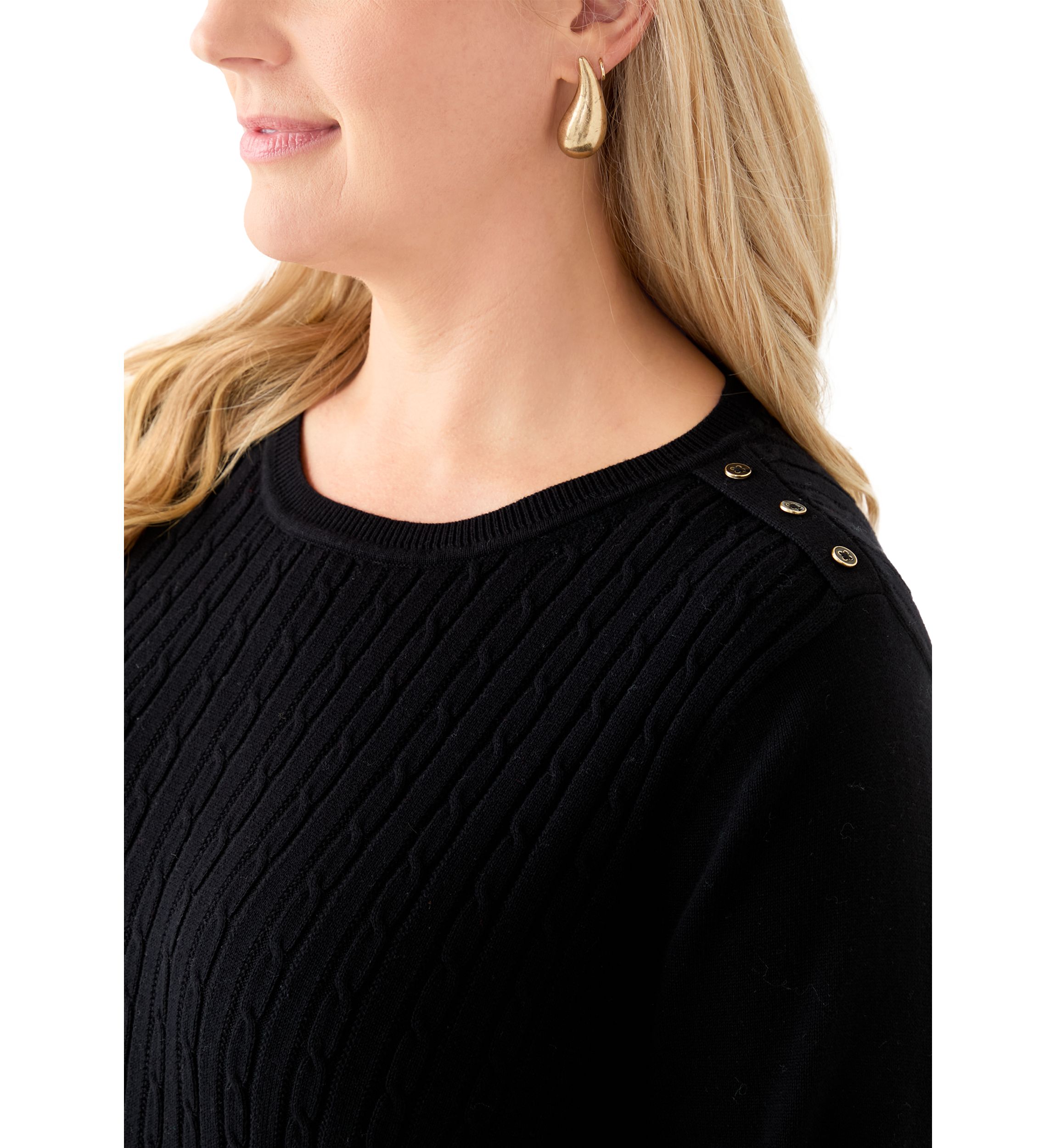 Plus Size Cable Knit Crew Neck Sweater