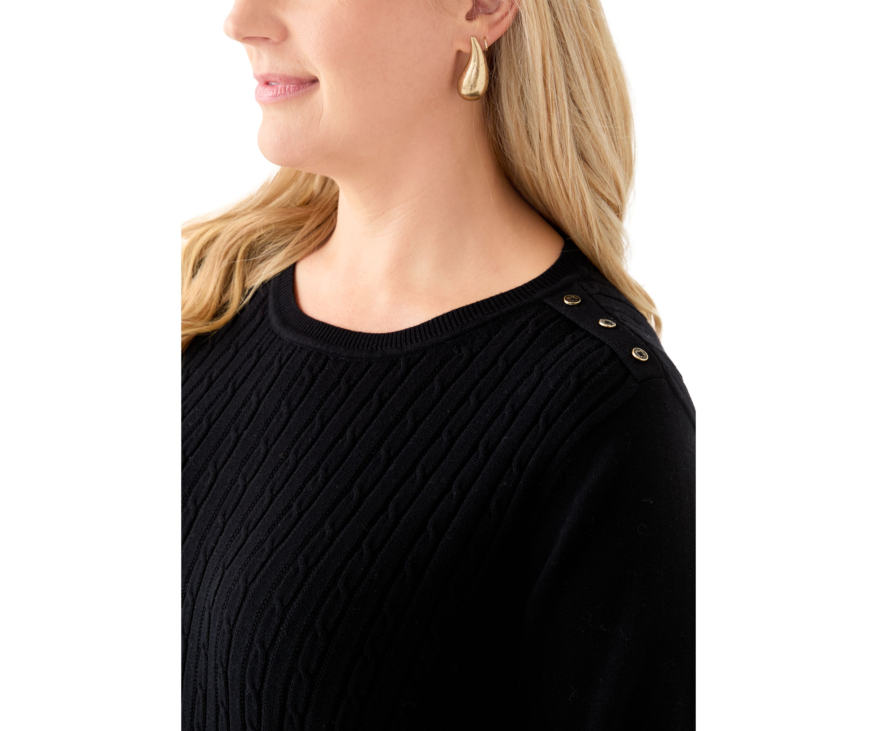 Plus Size Cable Knit Crew Neck Sweater