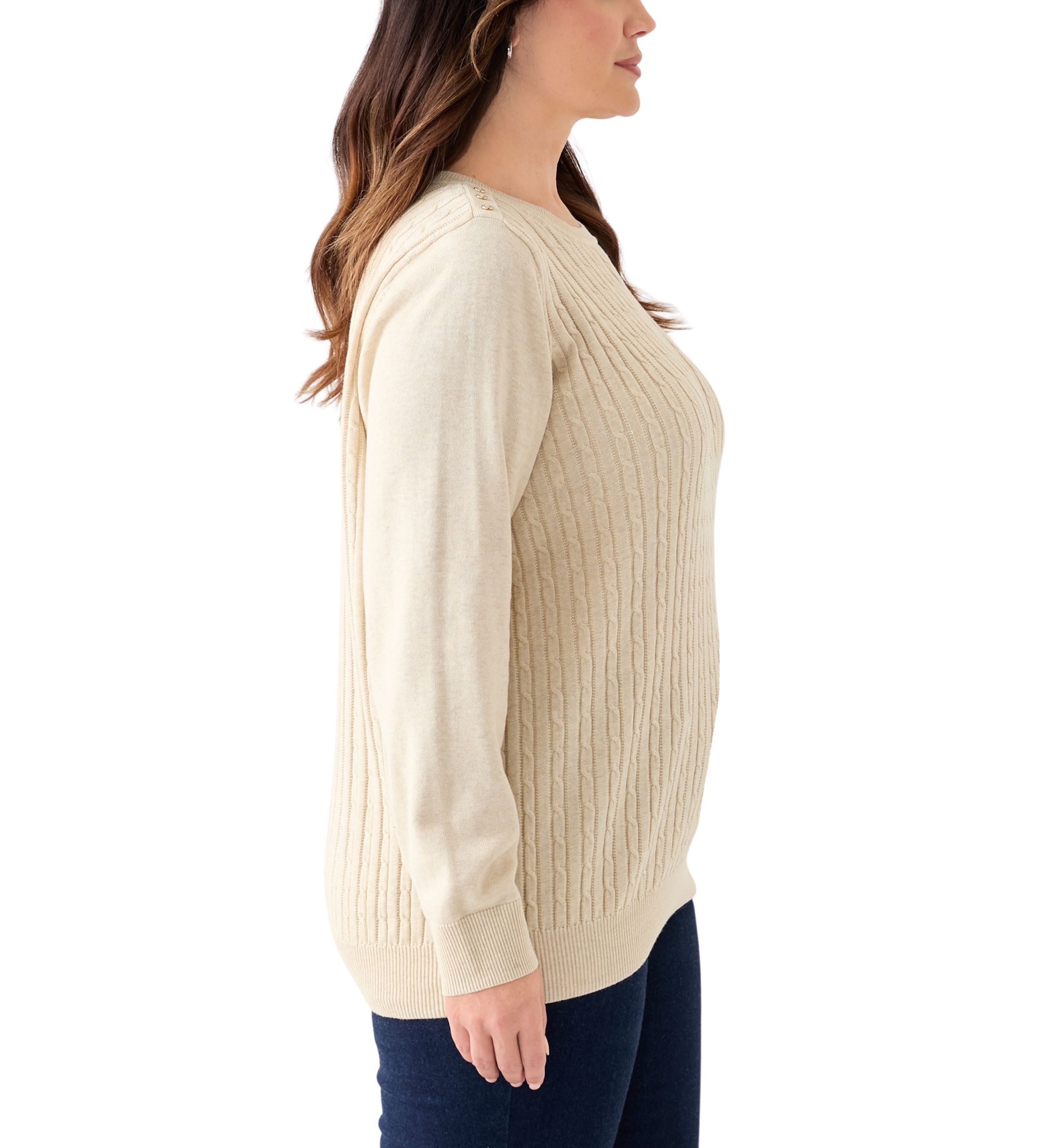 Plus Size Long Sleeve Cable Crew Sweater