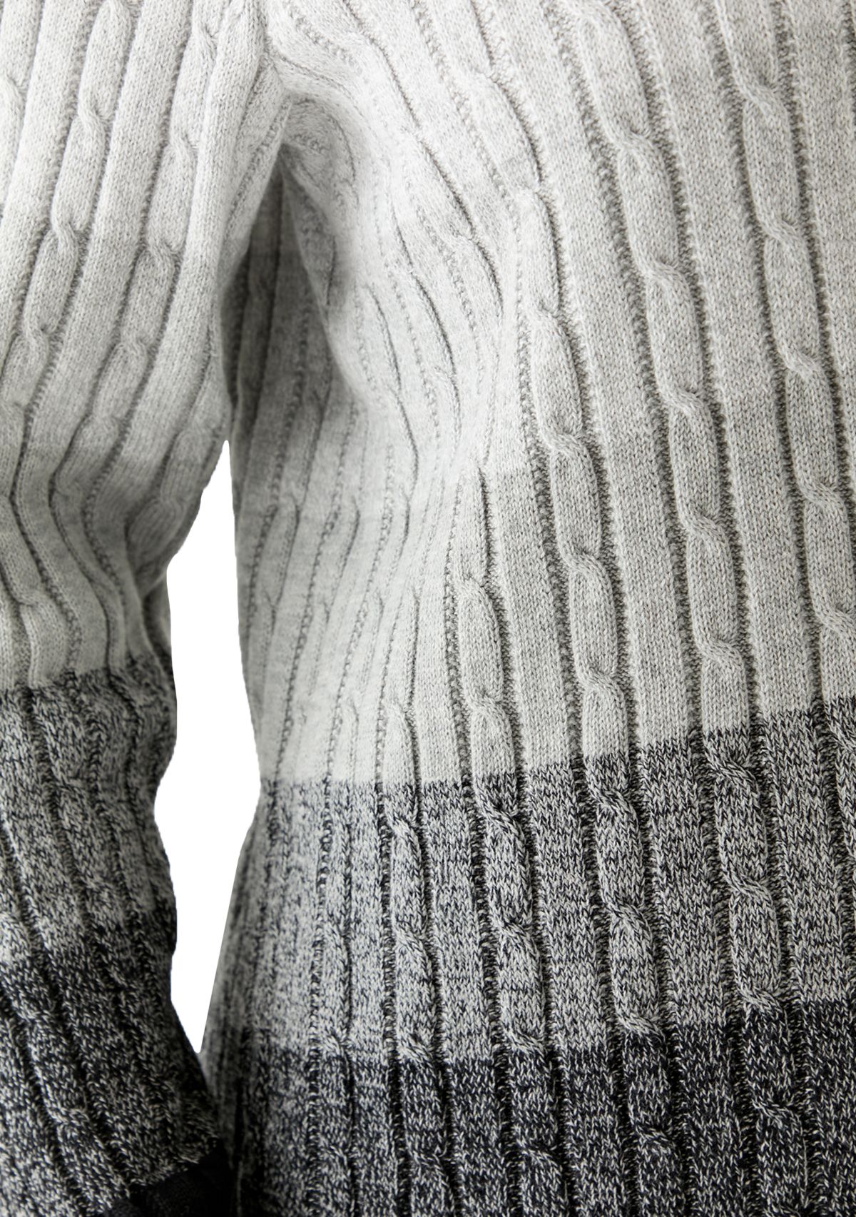 Plus Size Cable Crew Color Block Sweater 