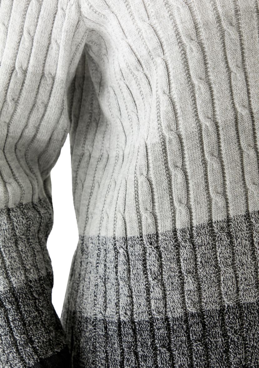 Plus Size Cable Crew Color Block Sweater 