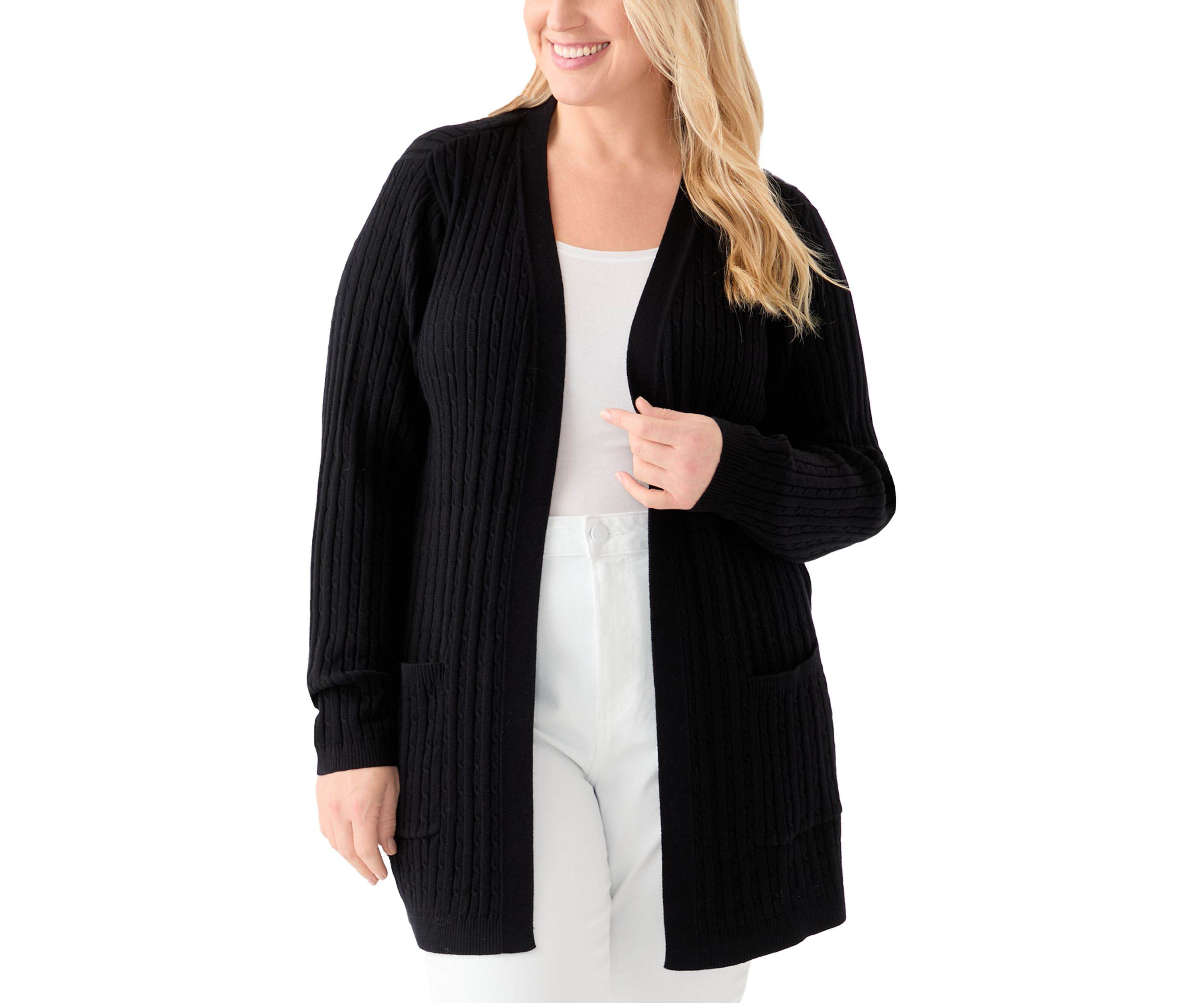 Plus Size Cable Knit Cardigan