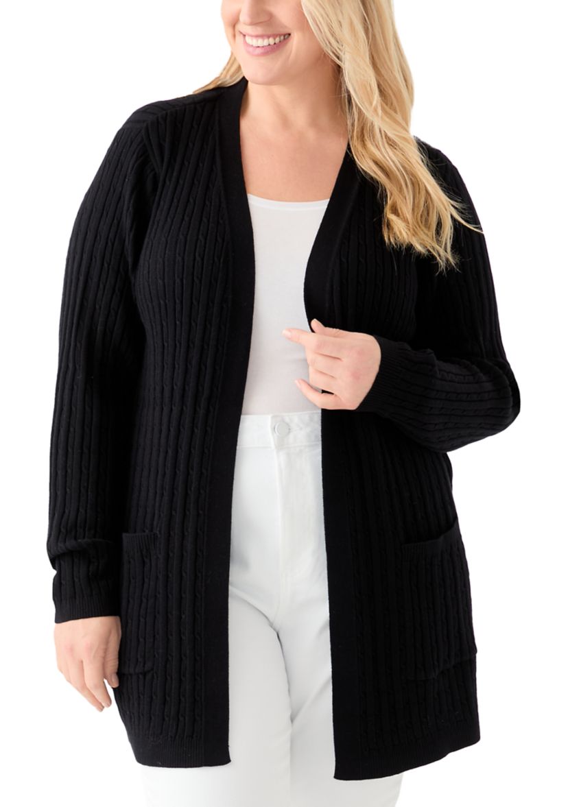 Plus Size Cable Knit Cardigan