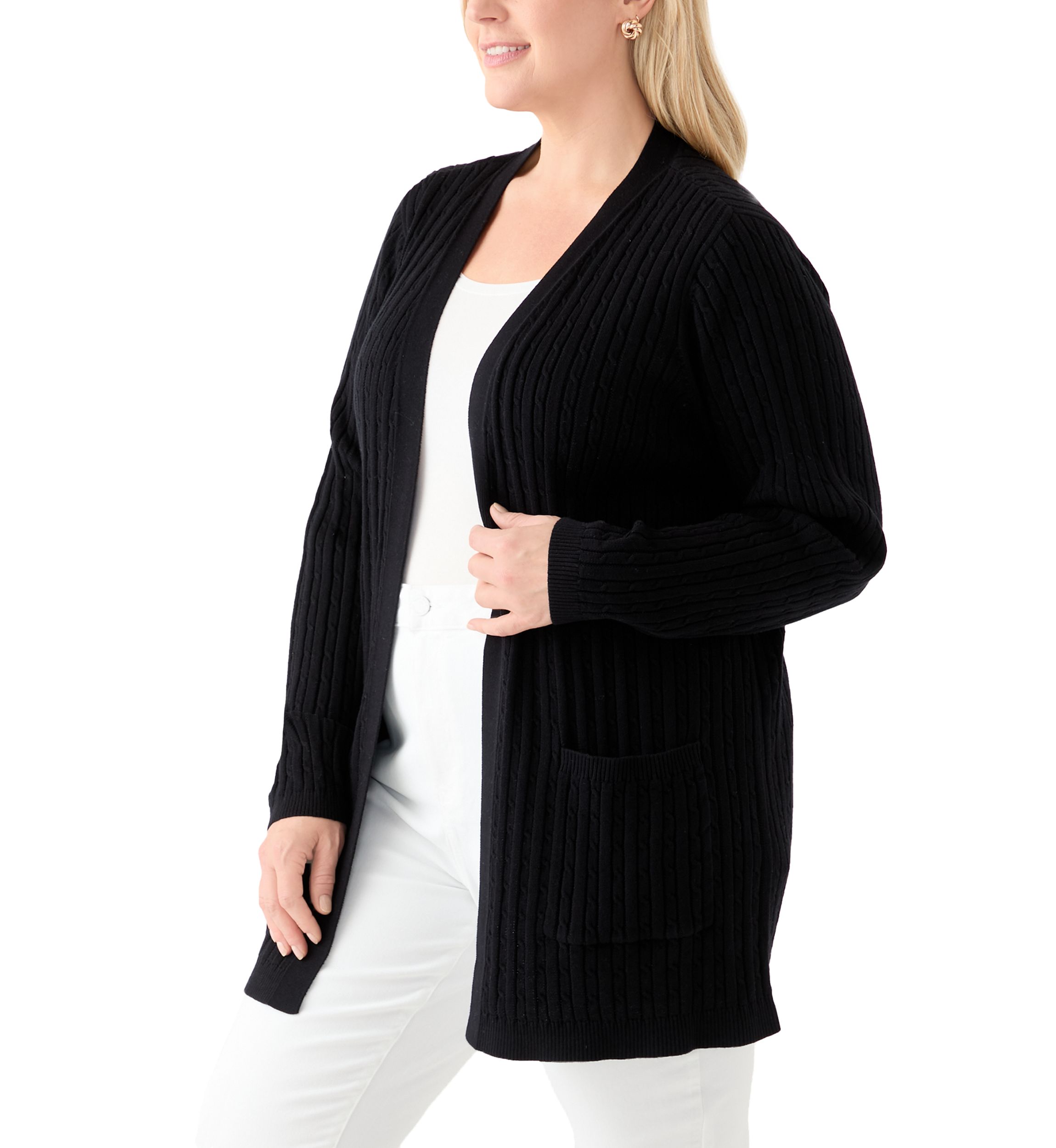 Plus Size Cable Knit Cardigan