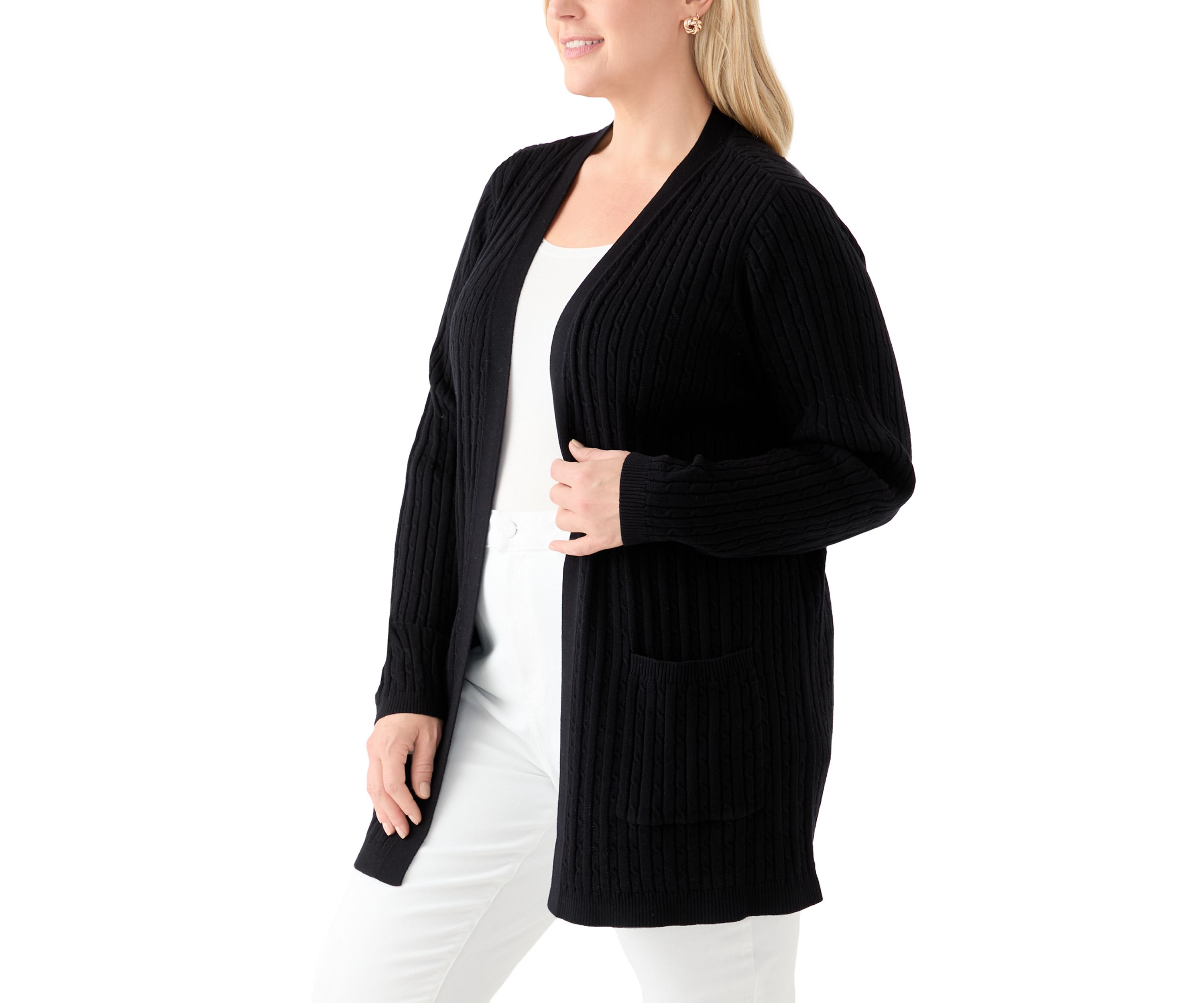 Plus Size Cable Knit Cardigan