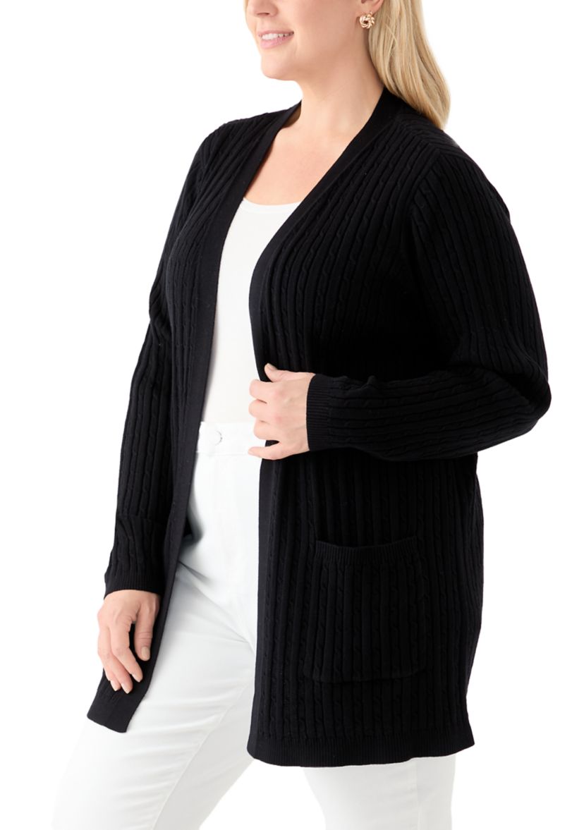 Plus Size Cable Knit Cardigan