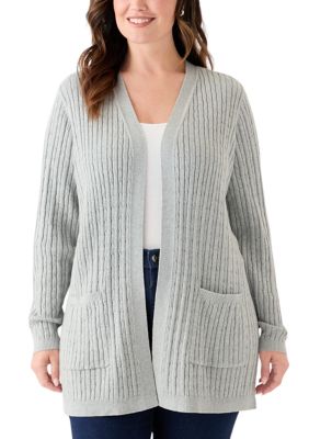 Kim Rogers® Plus Size Cable Cardigan | Belk