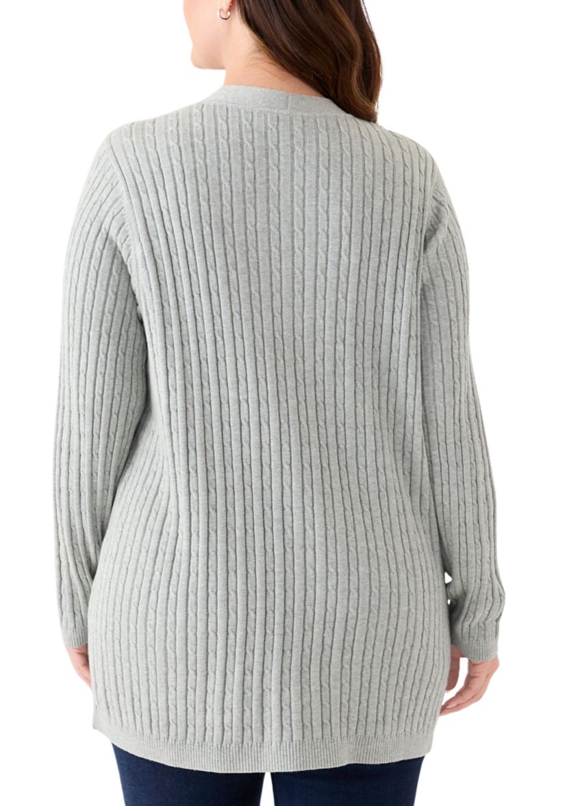 Plus Size Cable Cardigan