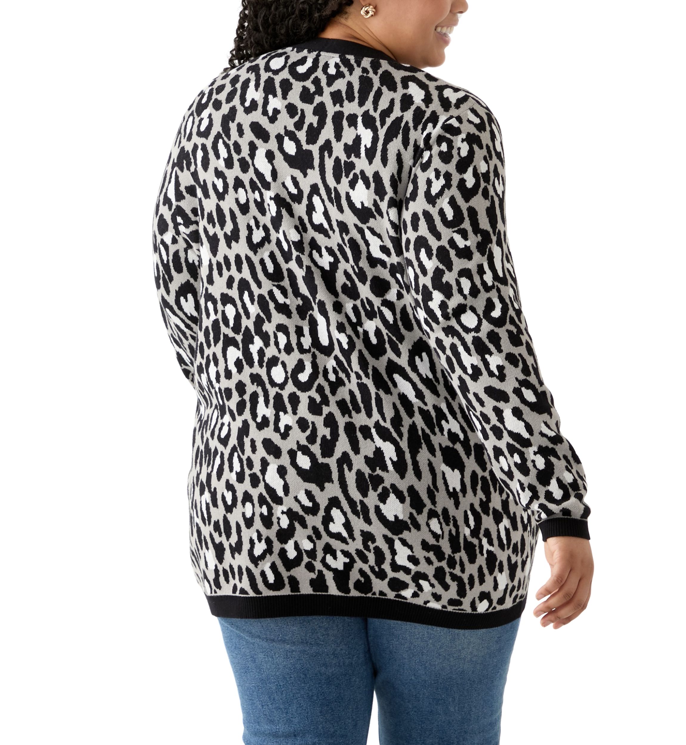 Plus Size Long Sleeve Jacquard Cardigan