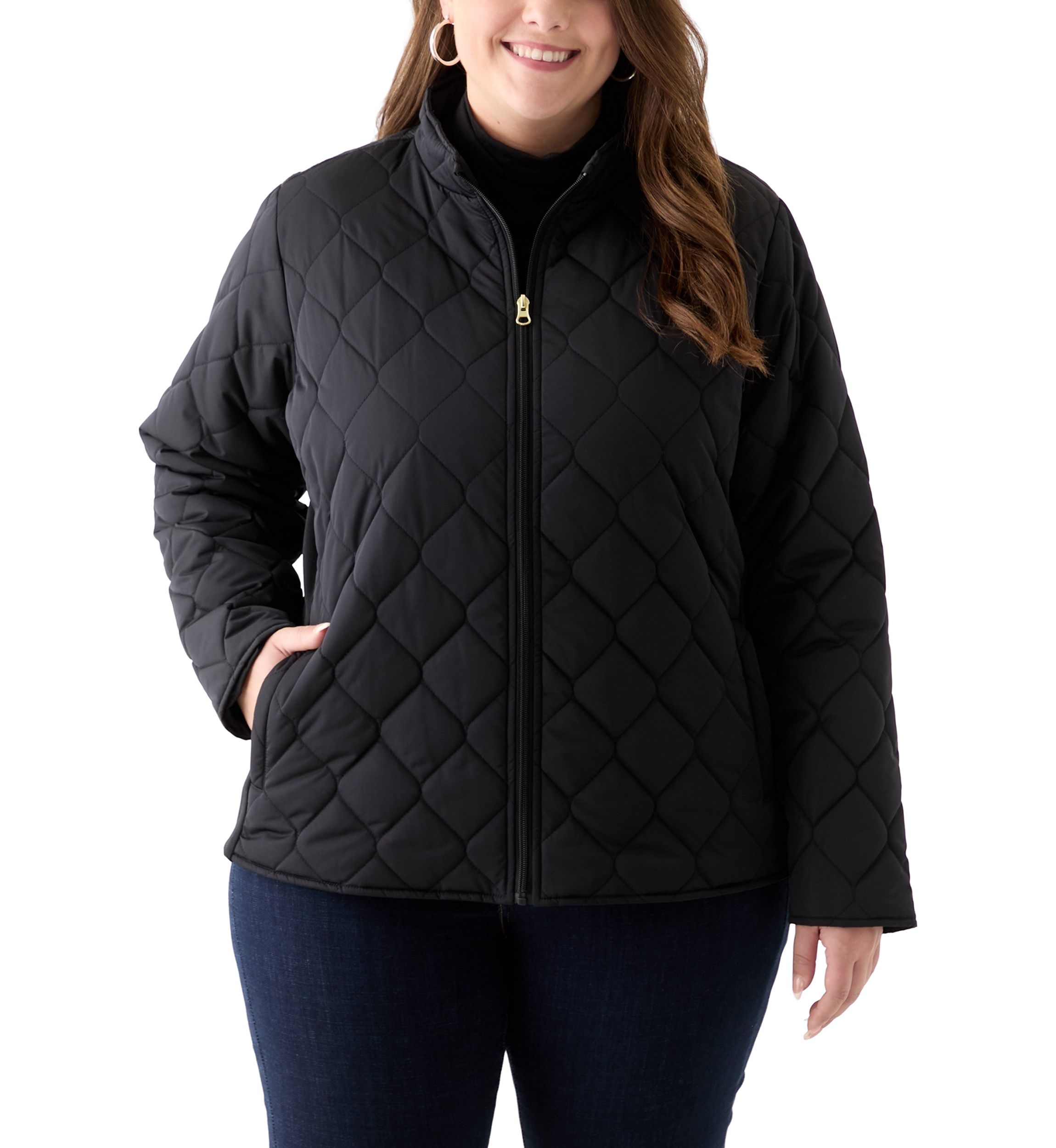 Plus Size Side Rib Puffer Jacket