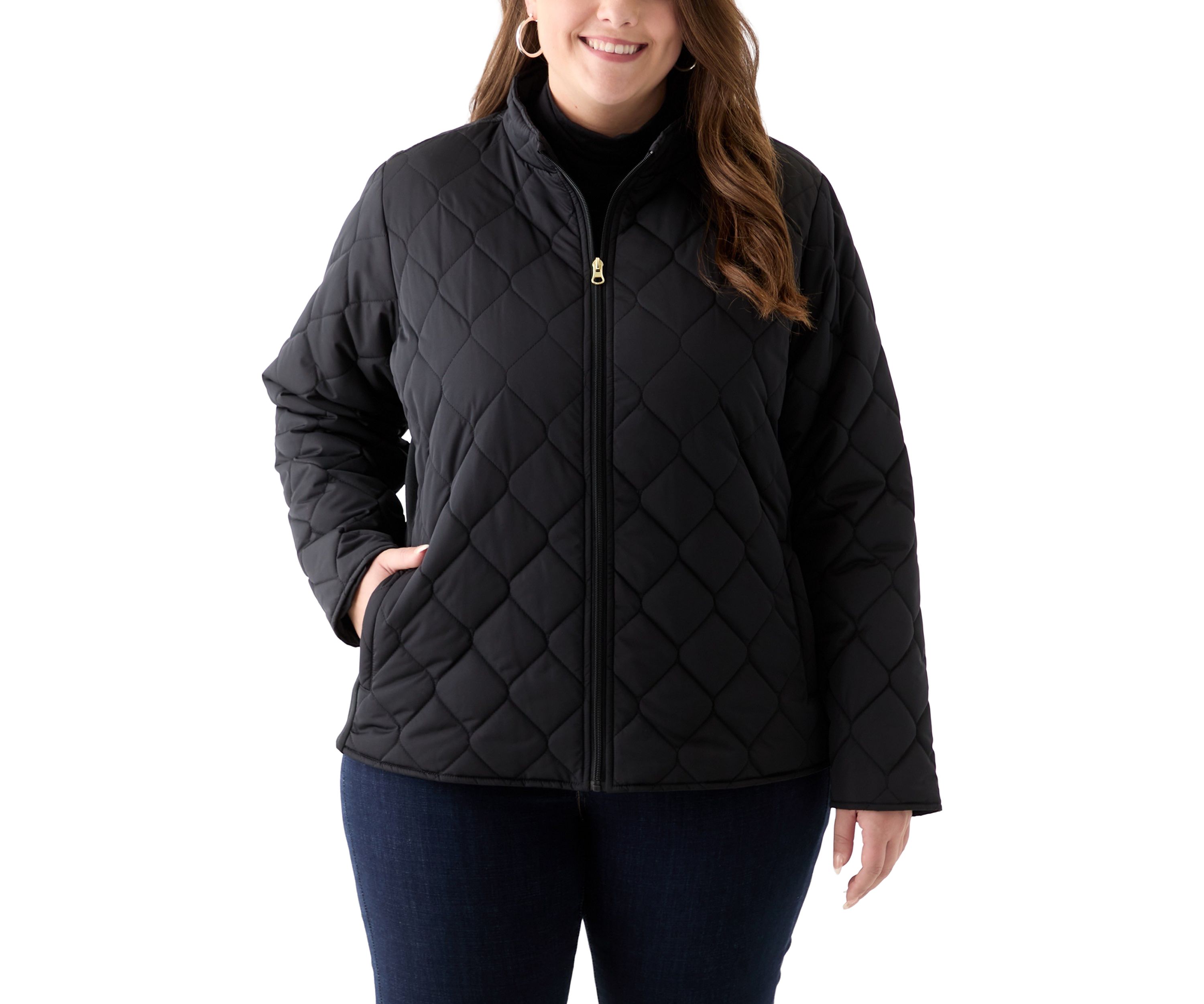 Plus Size Side Rib Puffer Jacket
