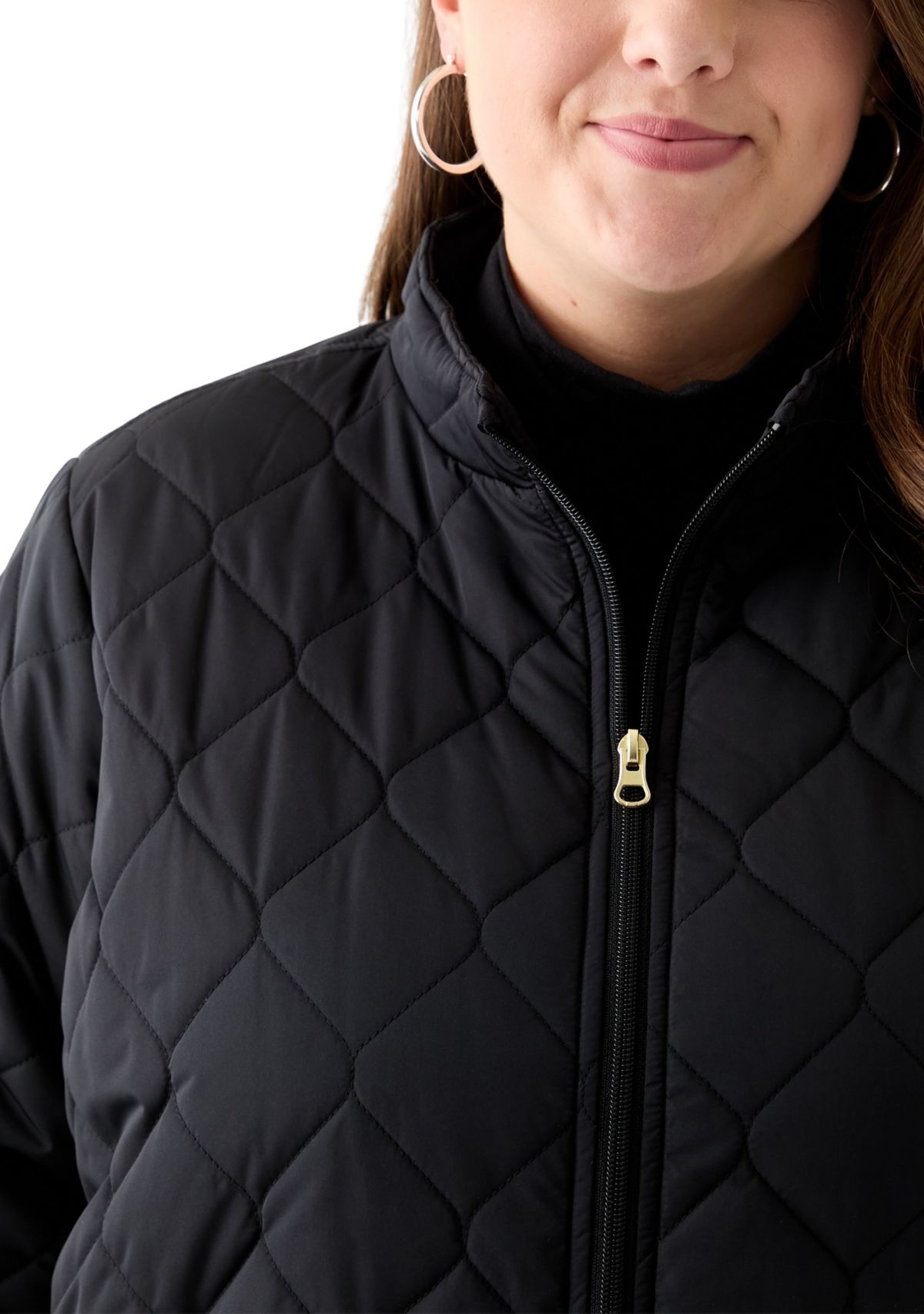 Plus Size Side Rib Puffer Jacket