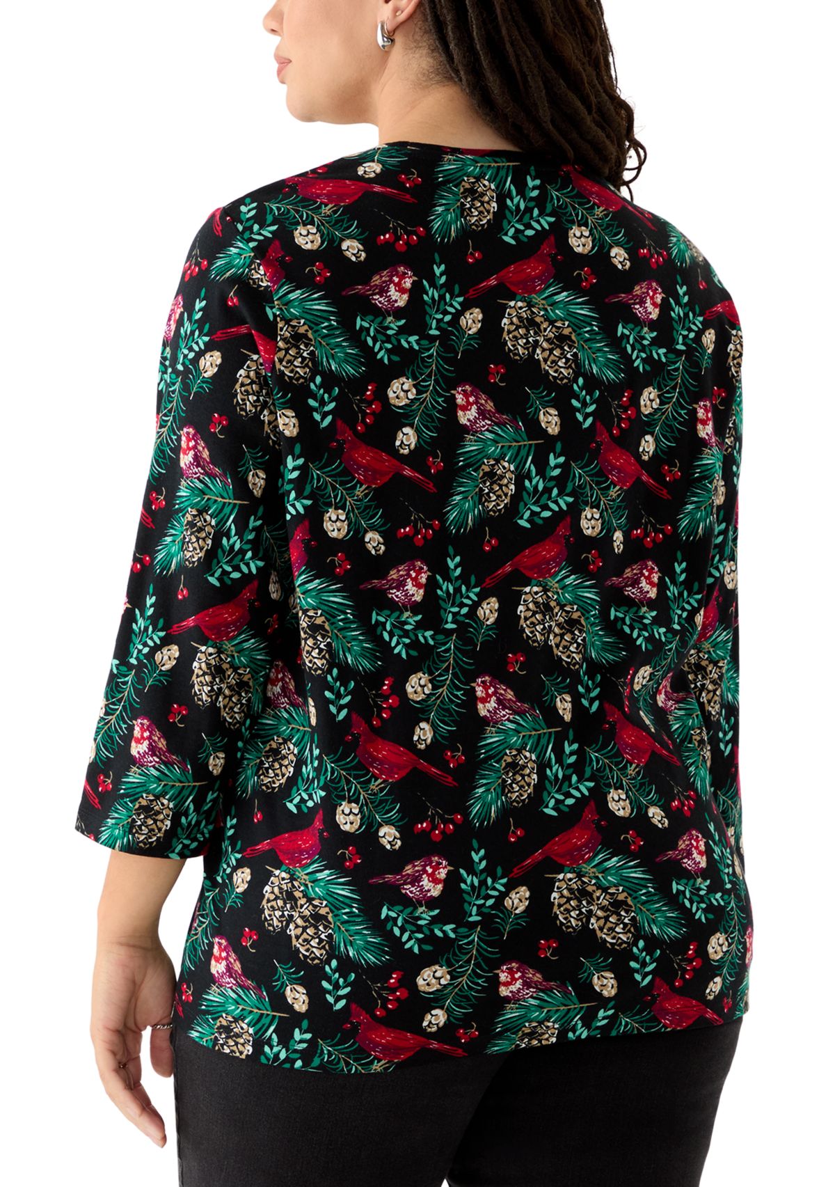 Plus Size 3/4 Sleeve Printed Shirt