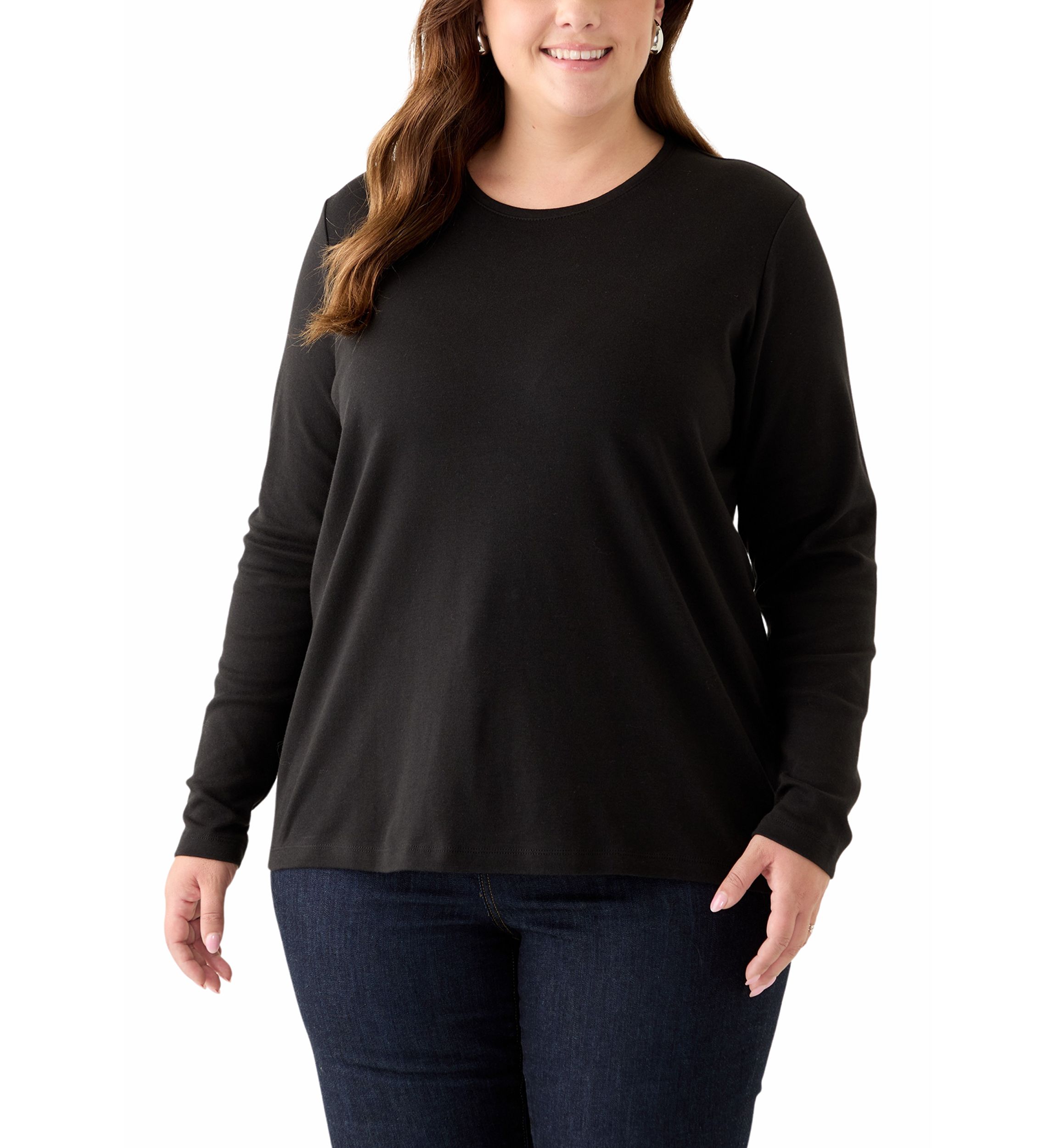 Plus Size Long Sleeve Cotton T-Shirt 