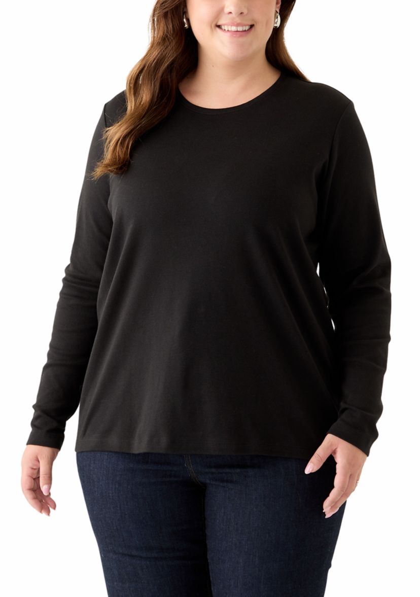 Plus Size Long Sleeve Cotton T-Shirt 