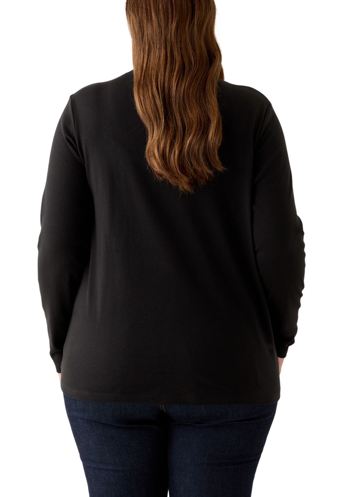 Plus Size Long Sleeve Cotton T-Shirt 