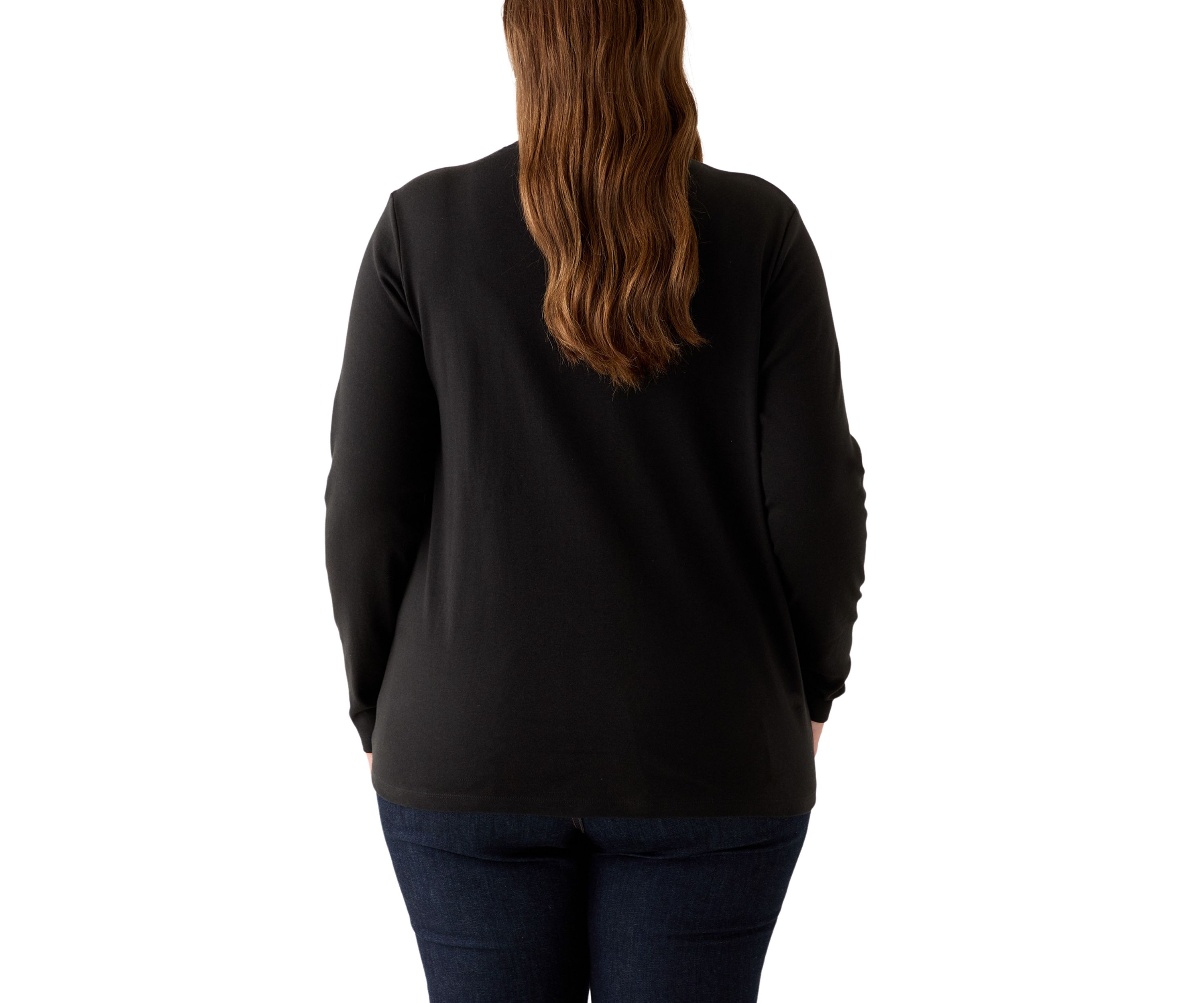 Plus Size Long Sleeve Cotton T-Shirt 