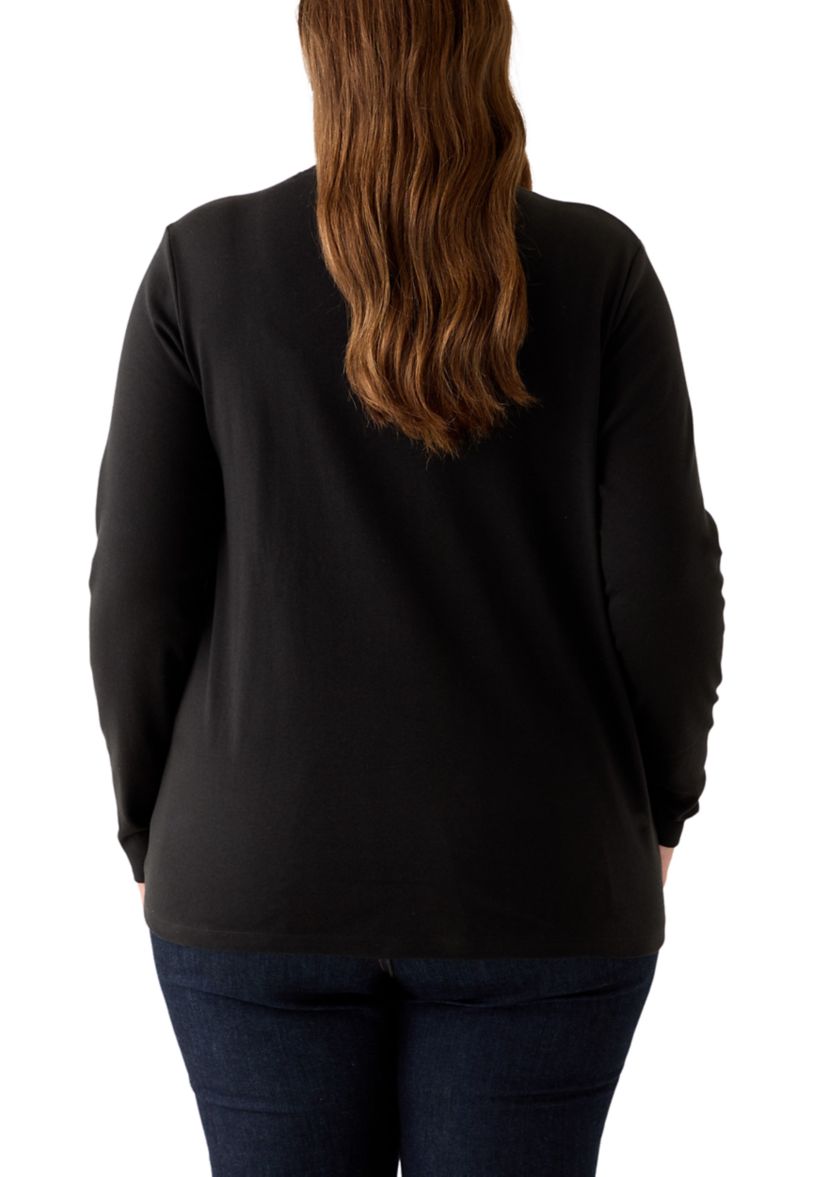 Plus Size Long Sleeve Cotton T-Shirt 