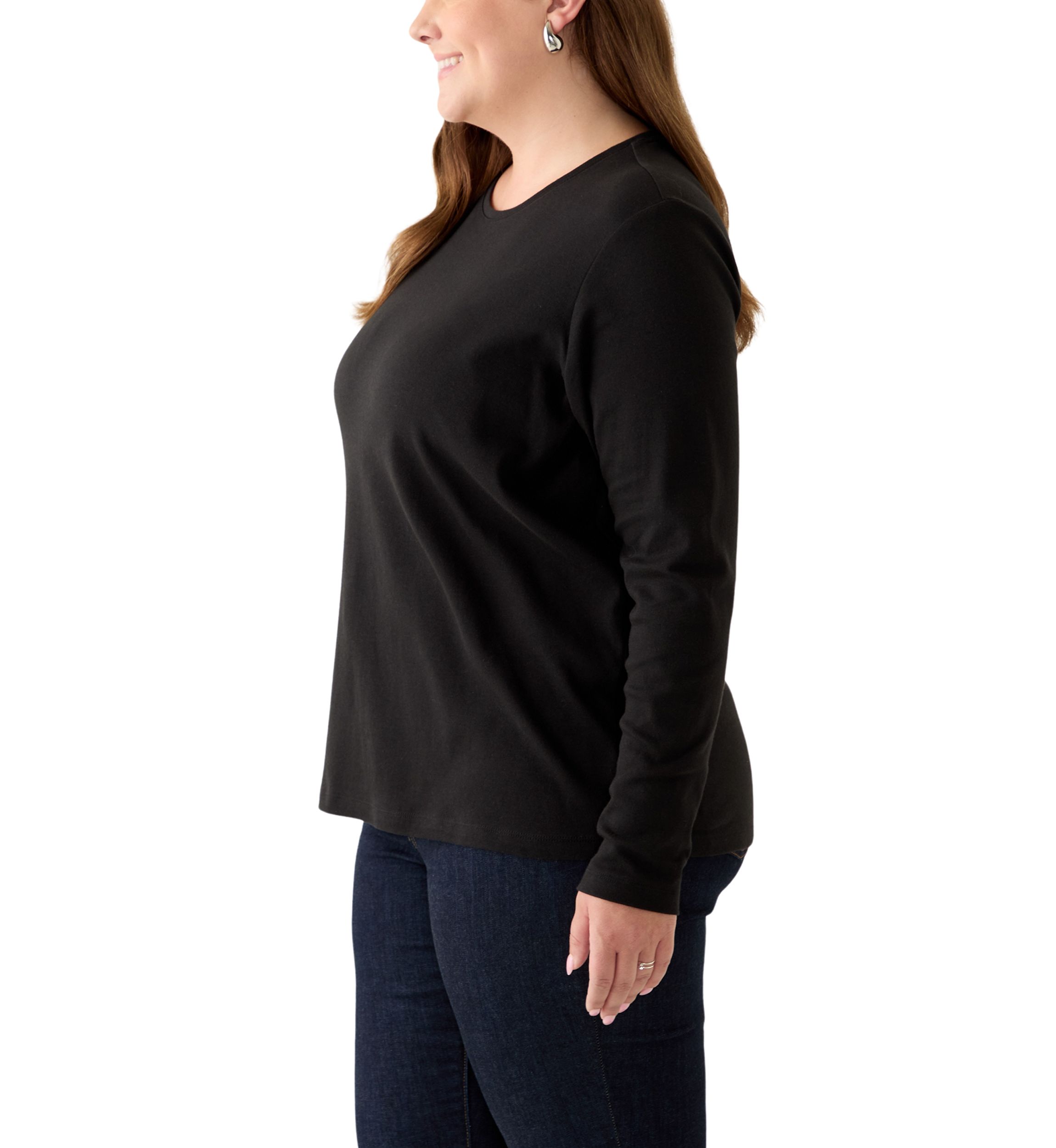 Plus Size Long Sleeve Cotton T-Shirt 