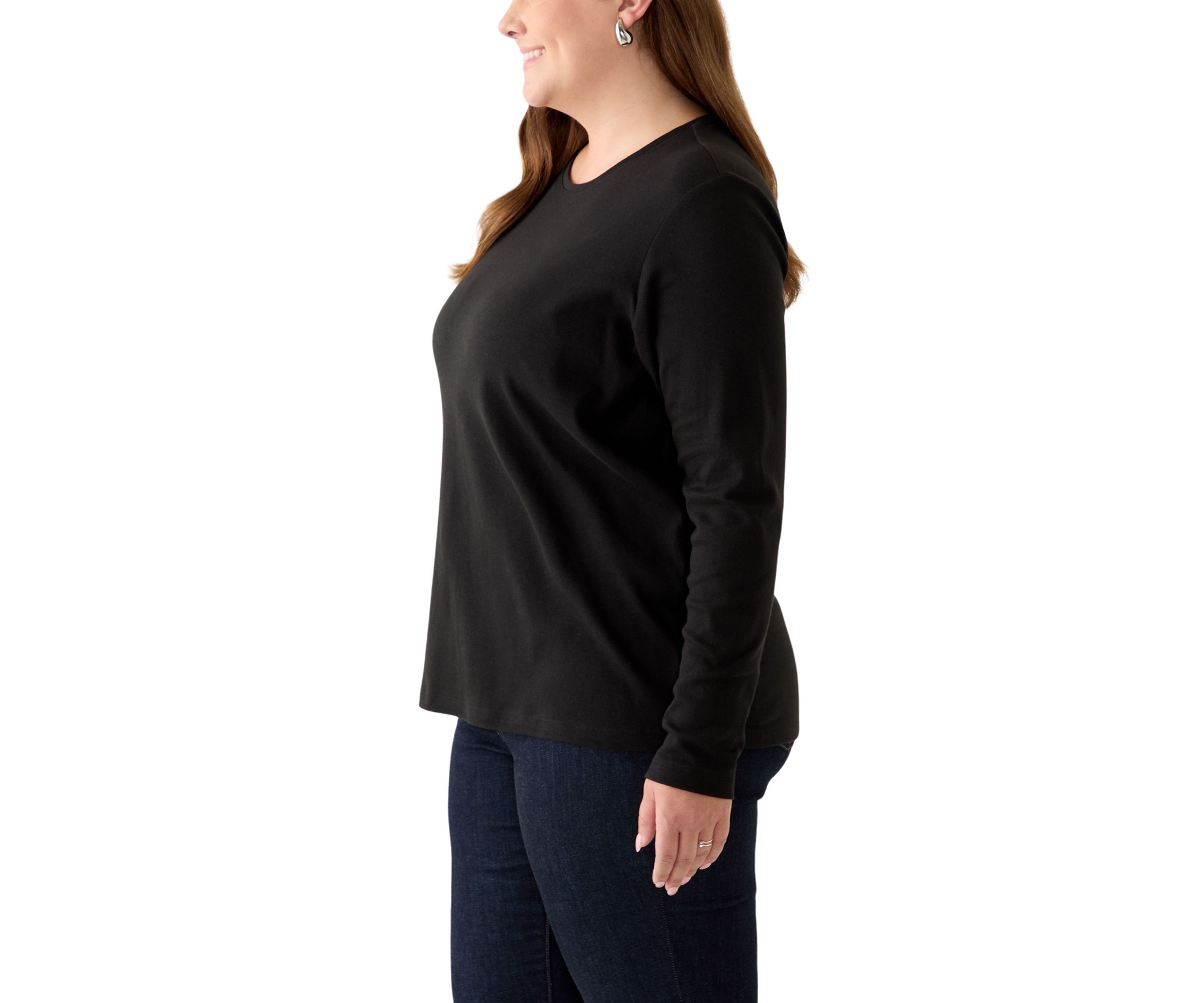 Plus Size Long Sleeve Cotton T-Shirt 