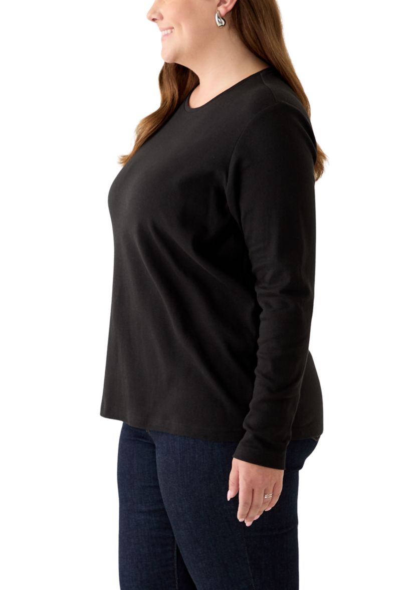 Plus Size Long Sleeve Cotton T-Shirt 