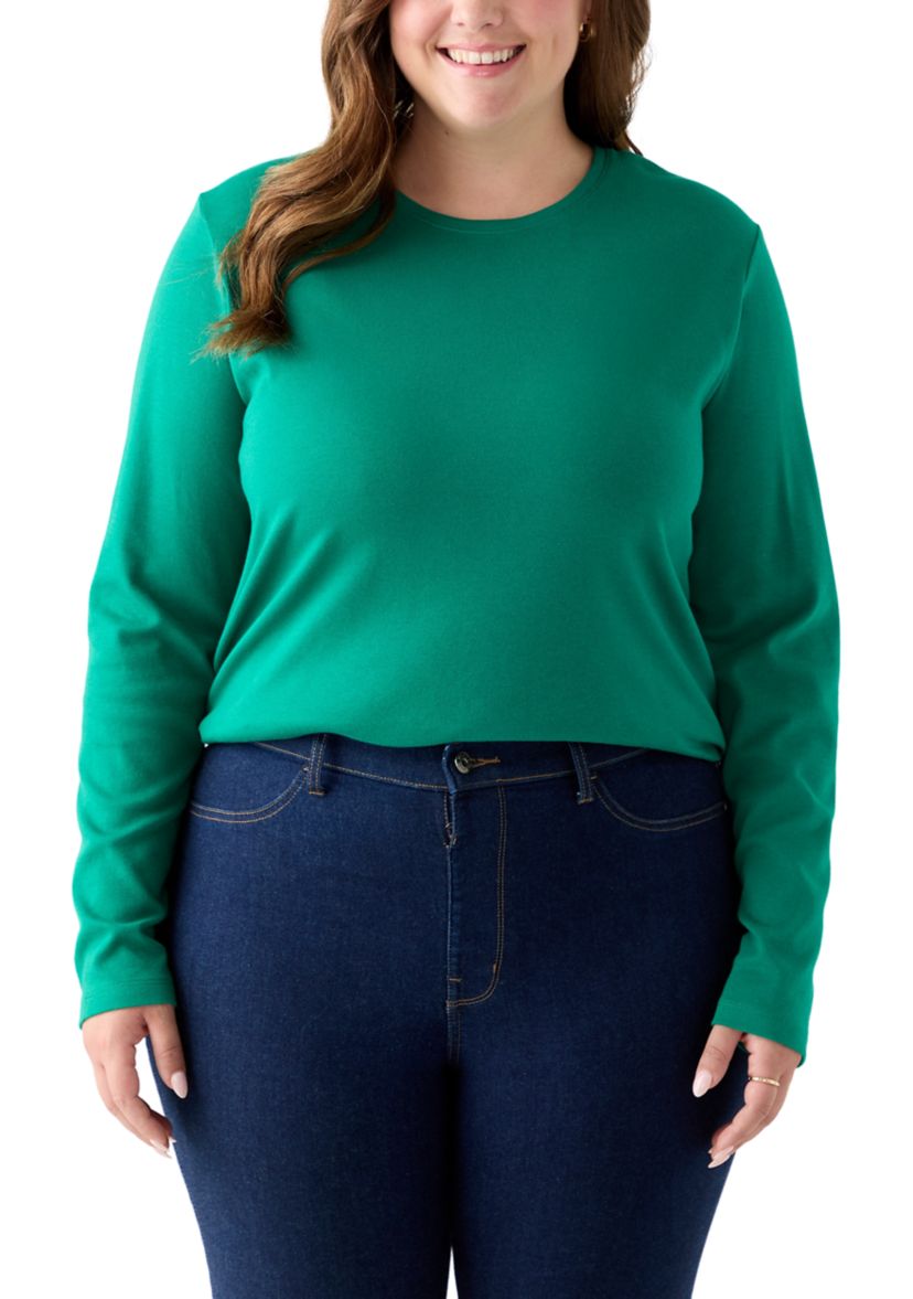 Plus Size Long Sleeve Crew Neck Top