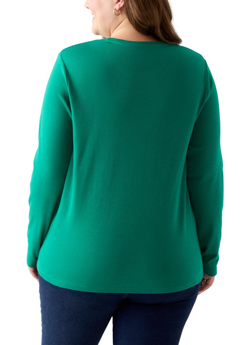 Plus Size Long Sleeve Crew Neck Top