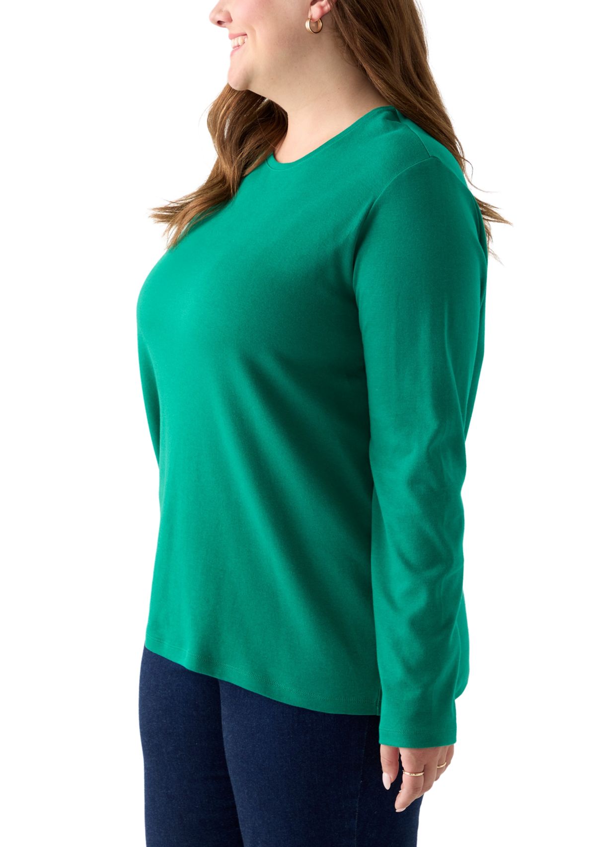 Plus Size Long Sleeve Crew Neck Top