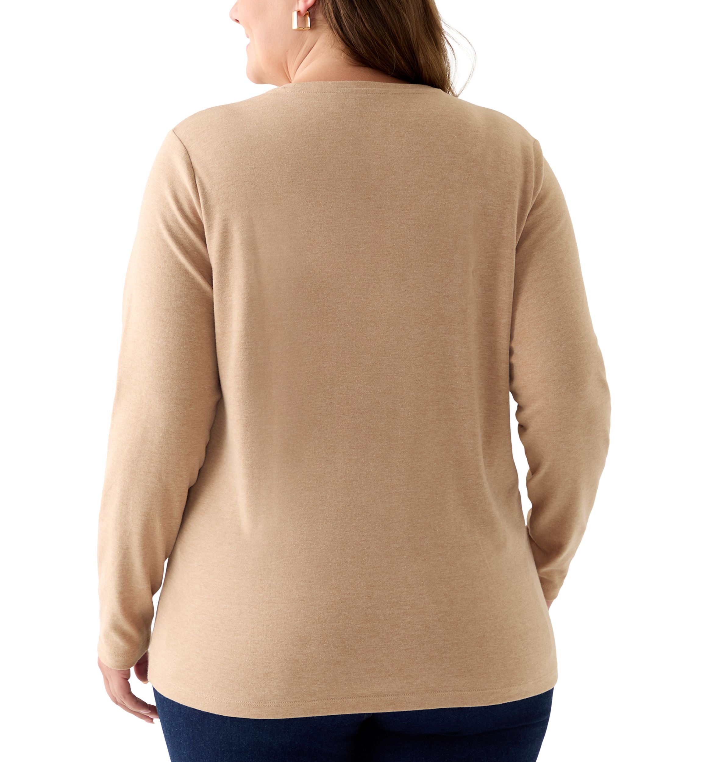 Plus Size Long Sleeve Crew Neck Heather Top