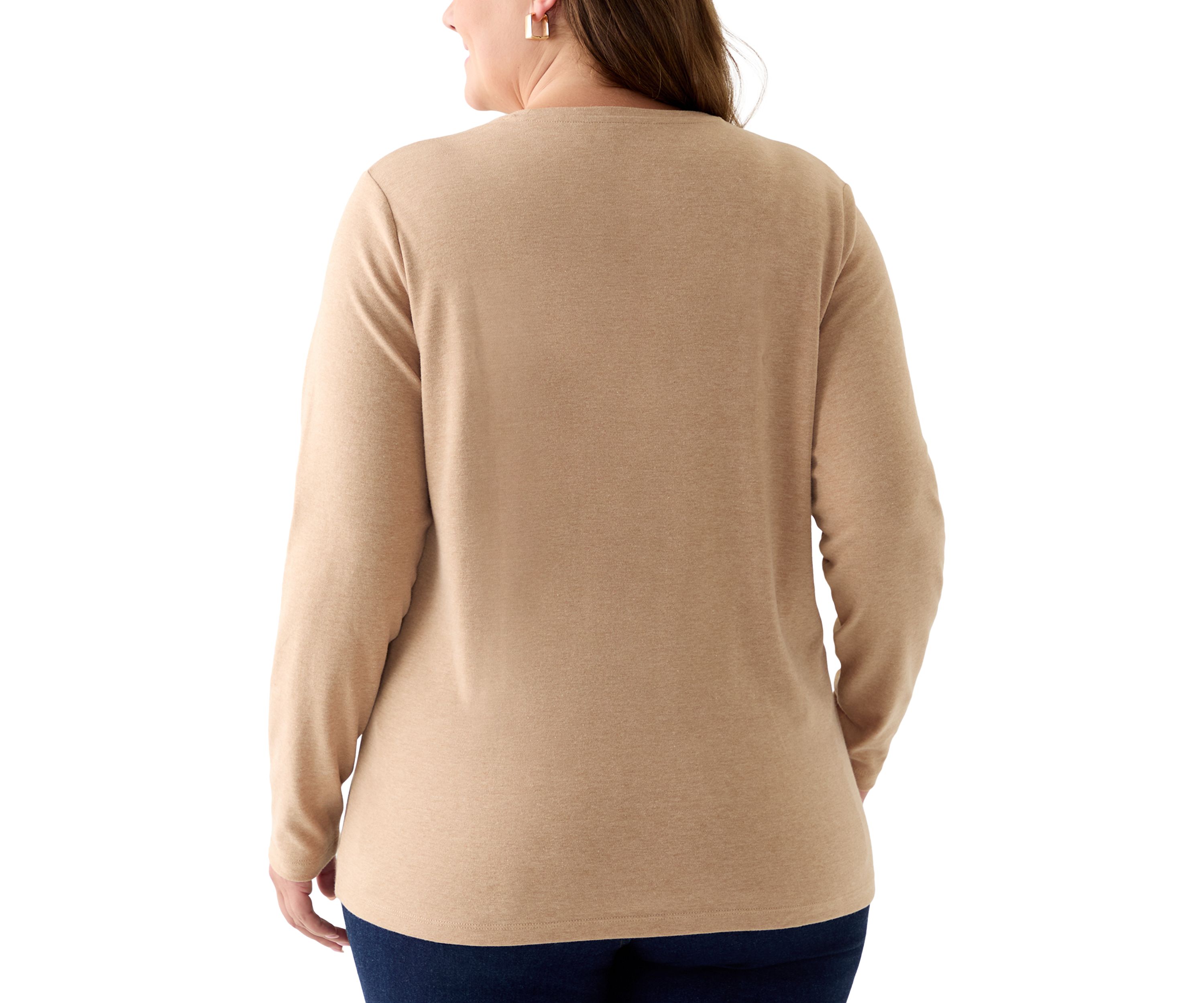 Plus Size Long Sleeve Crew Neck Heather Top
