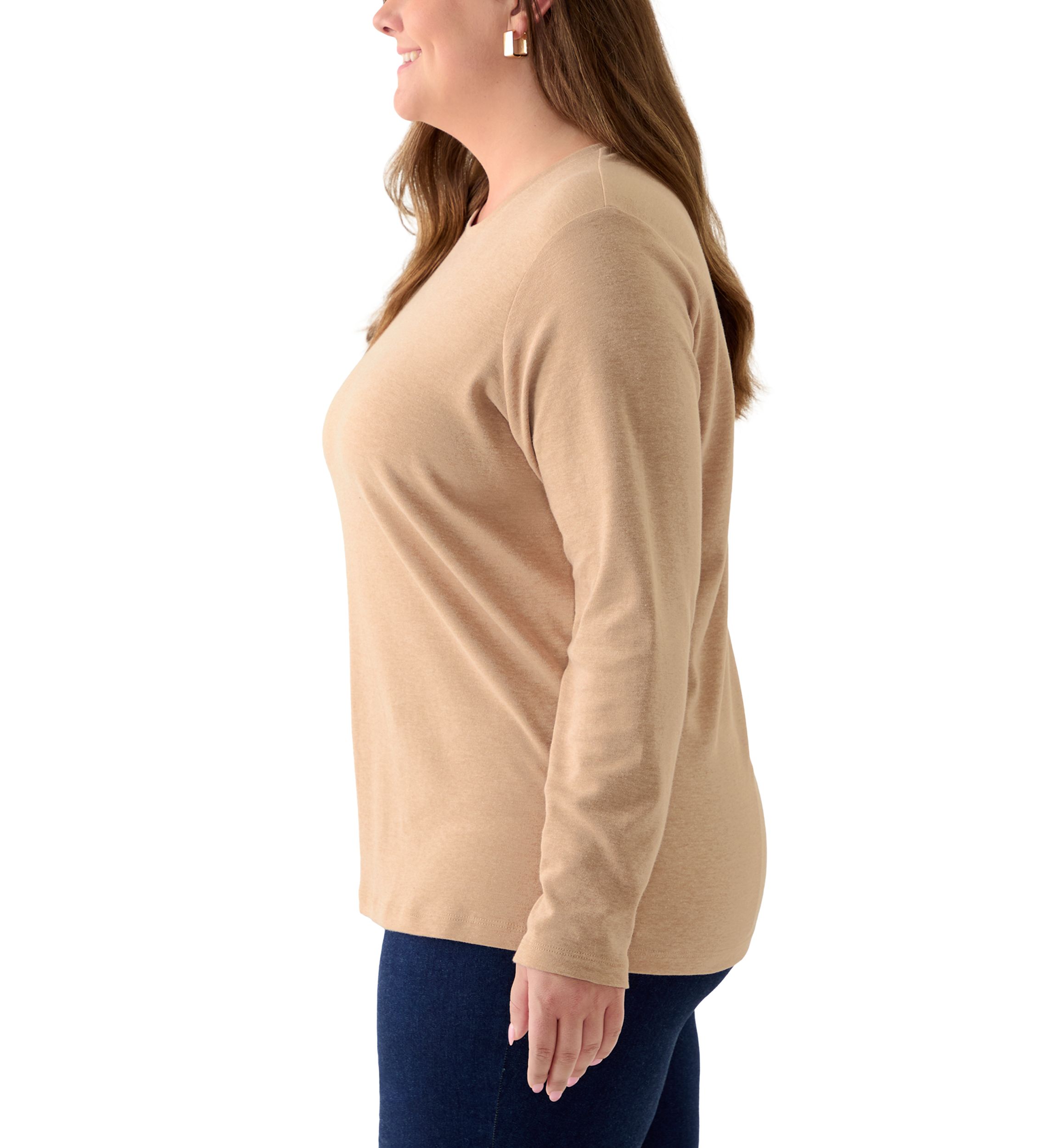 Plus Size Long Sleeve Crew Neck Heather Top
