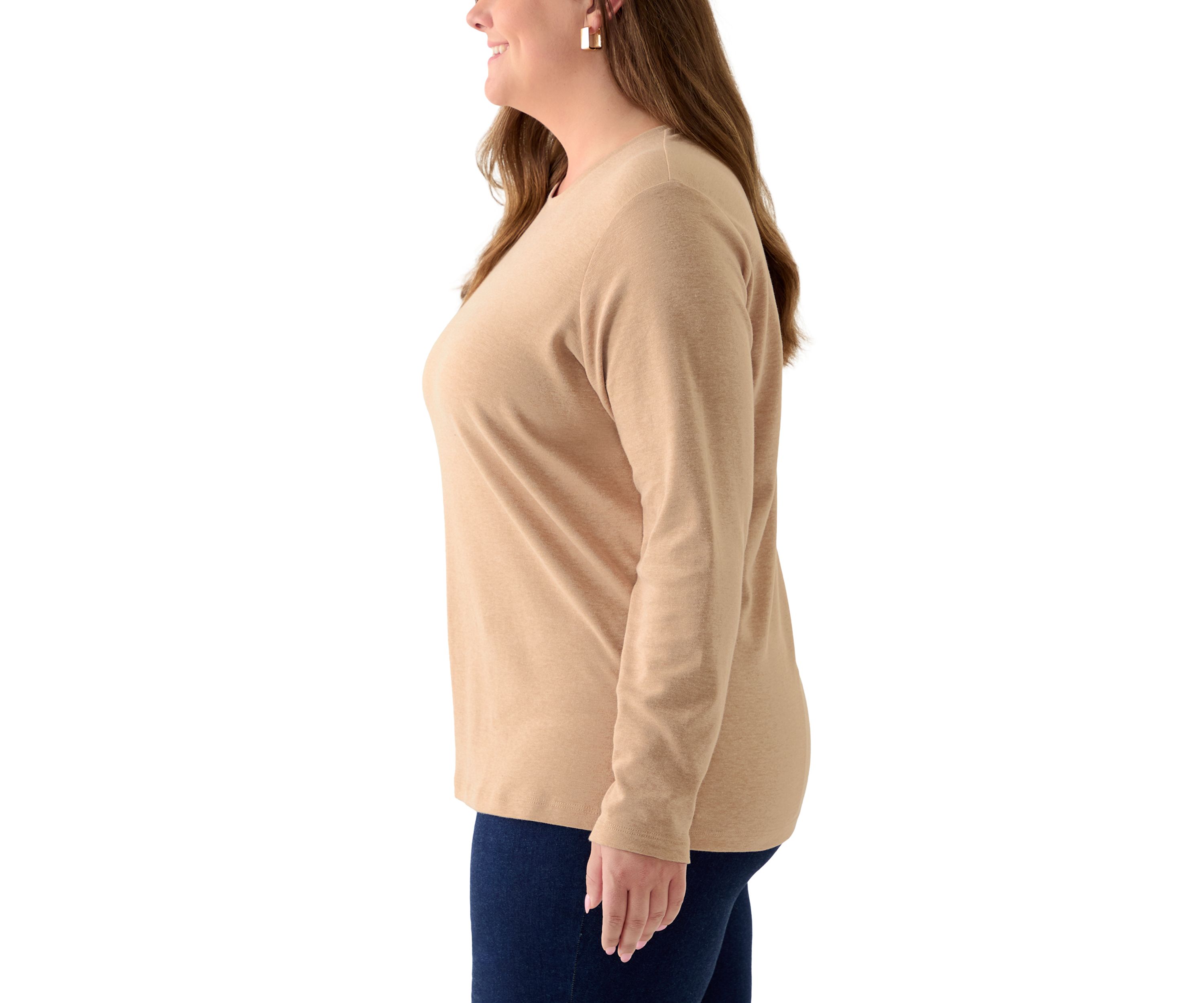 Plus Size Long Sleeve Crew Neck Heather Top