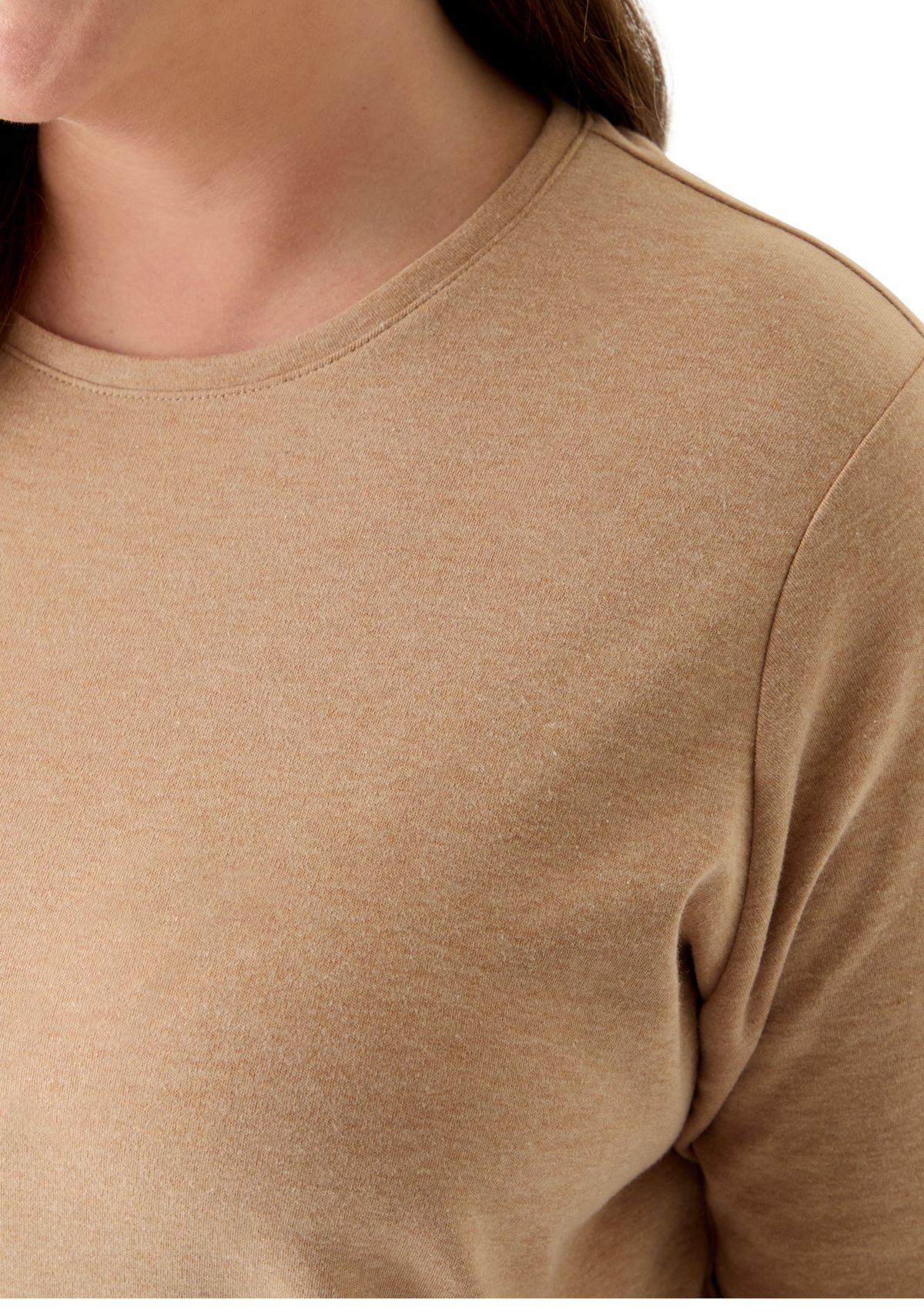 Plus Size Long Sleeve Crew Neck Heather Top