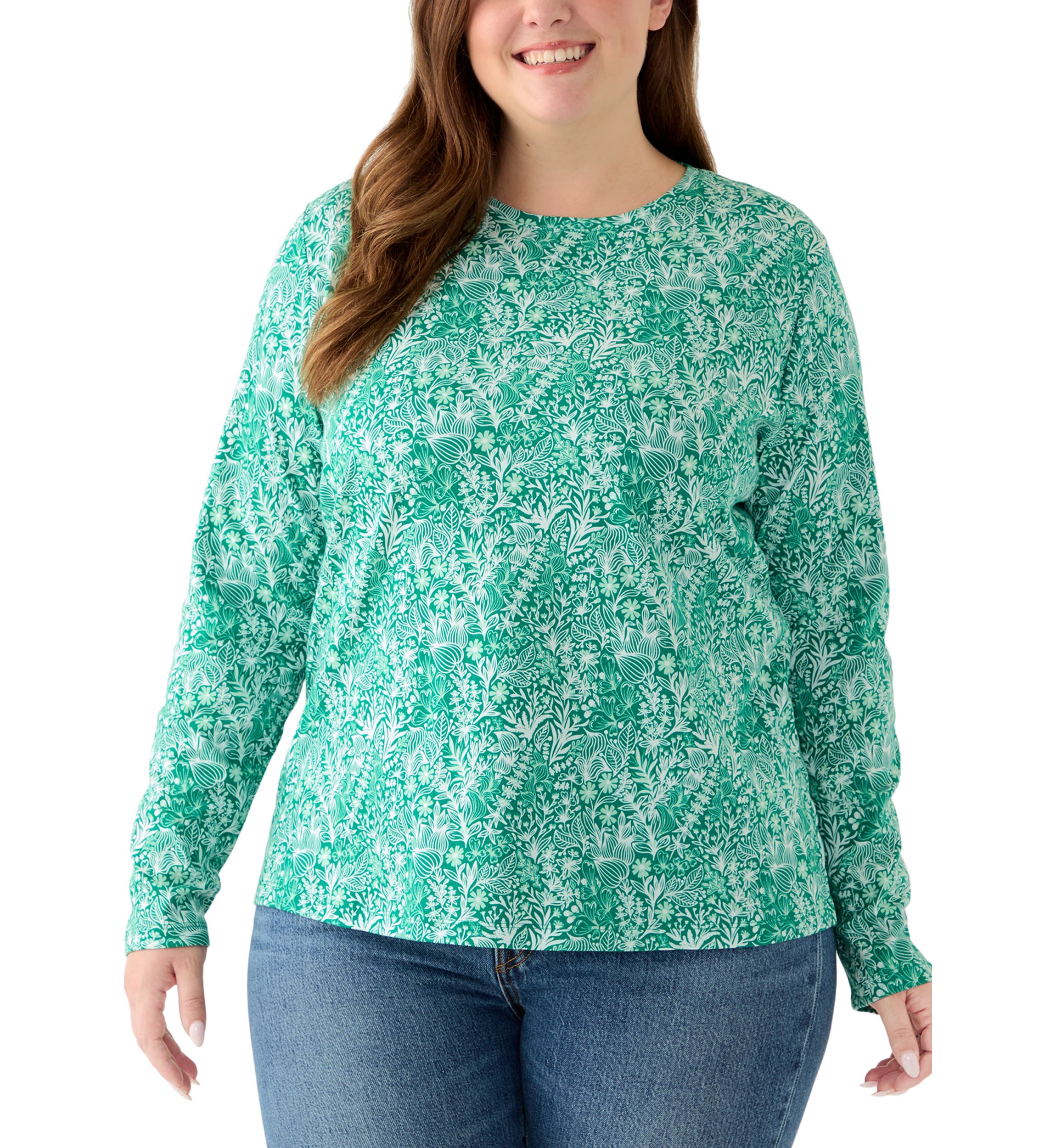 Plus Size Long Sleeve Printed Shirt
