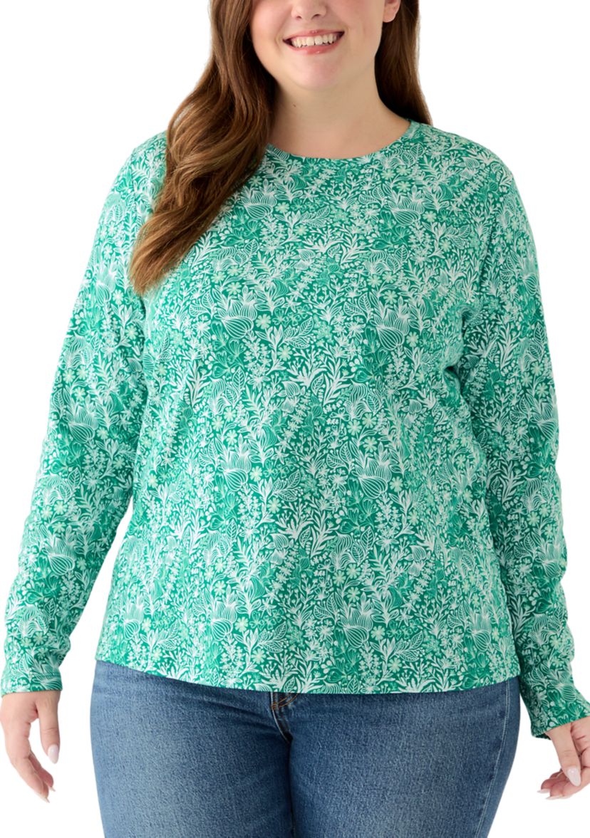 Plus Size Long Sleeve Printed Shirt