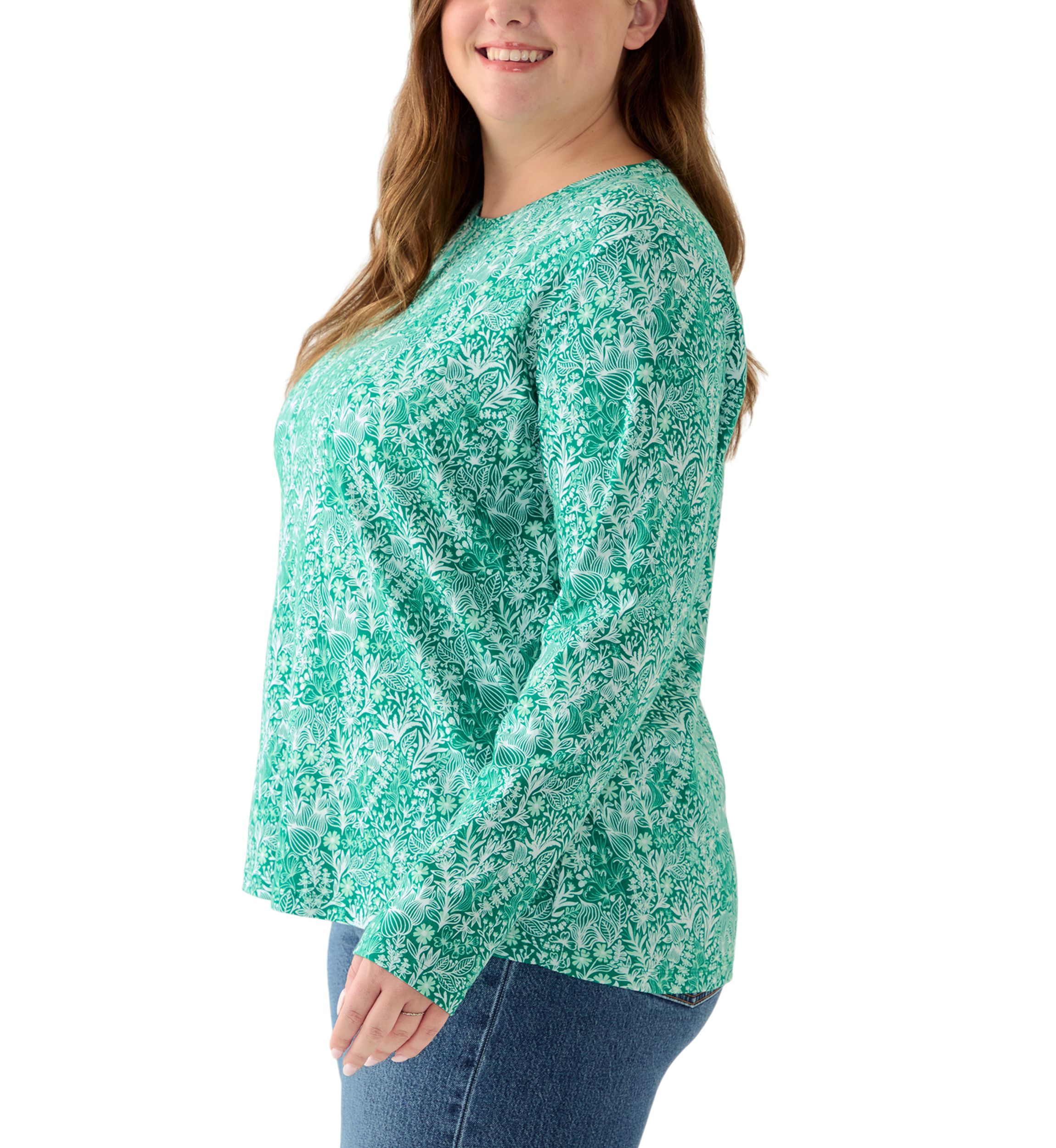 Plus Size Long Sleeve Printed Shirt